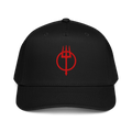 Minimalist Red Trident Snapback Cap for Cyberpunk Occult Streetwear - Gothic Dark Aesthetic Baseball Hat - OFFSIDE CLUB