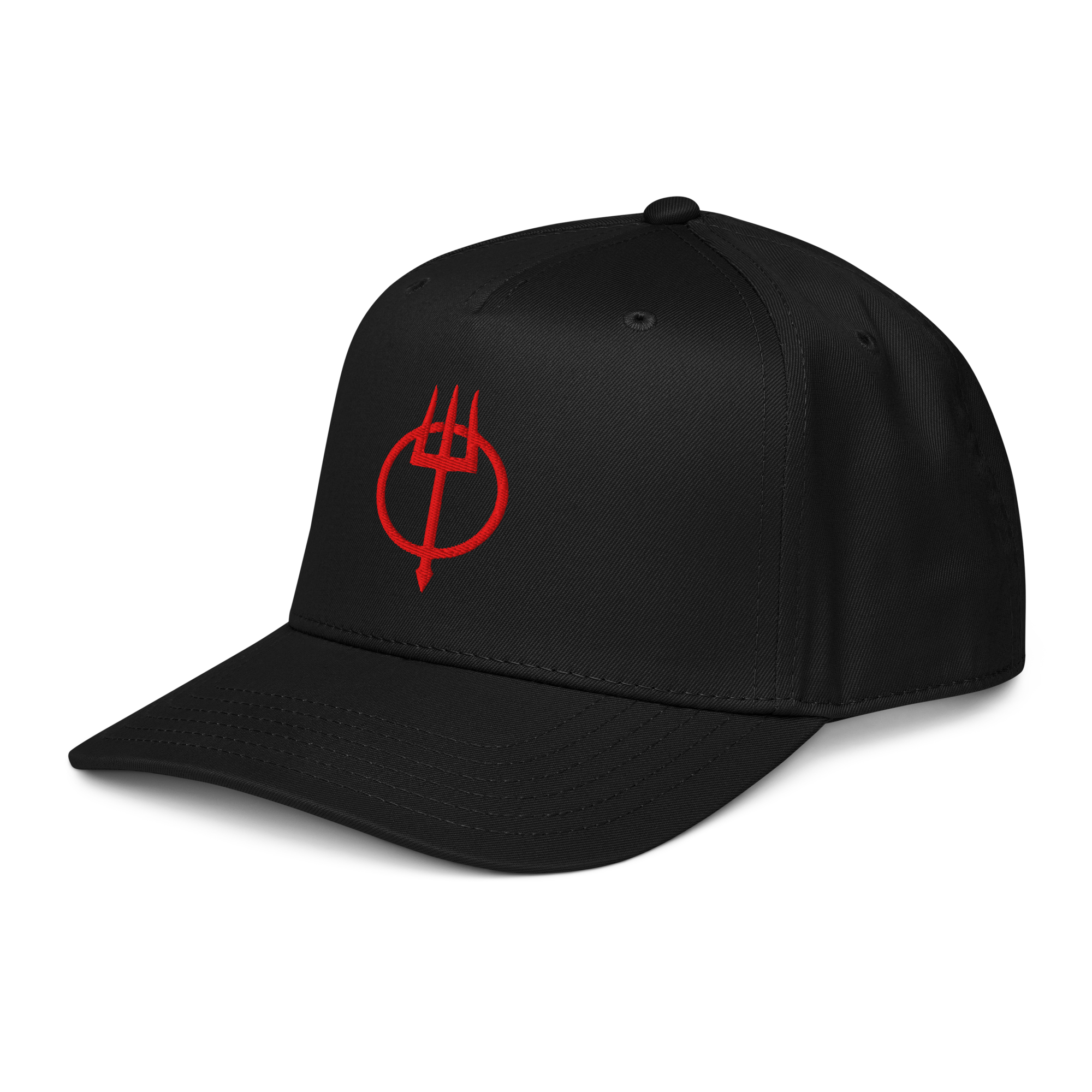 Minimalist Red Trident Snapback Cap for Cyberpunk Occult Streetwear - Gothic Dark Aesthetic Baseball Hat - OFFSIDE CLUB