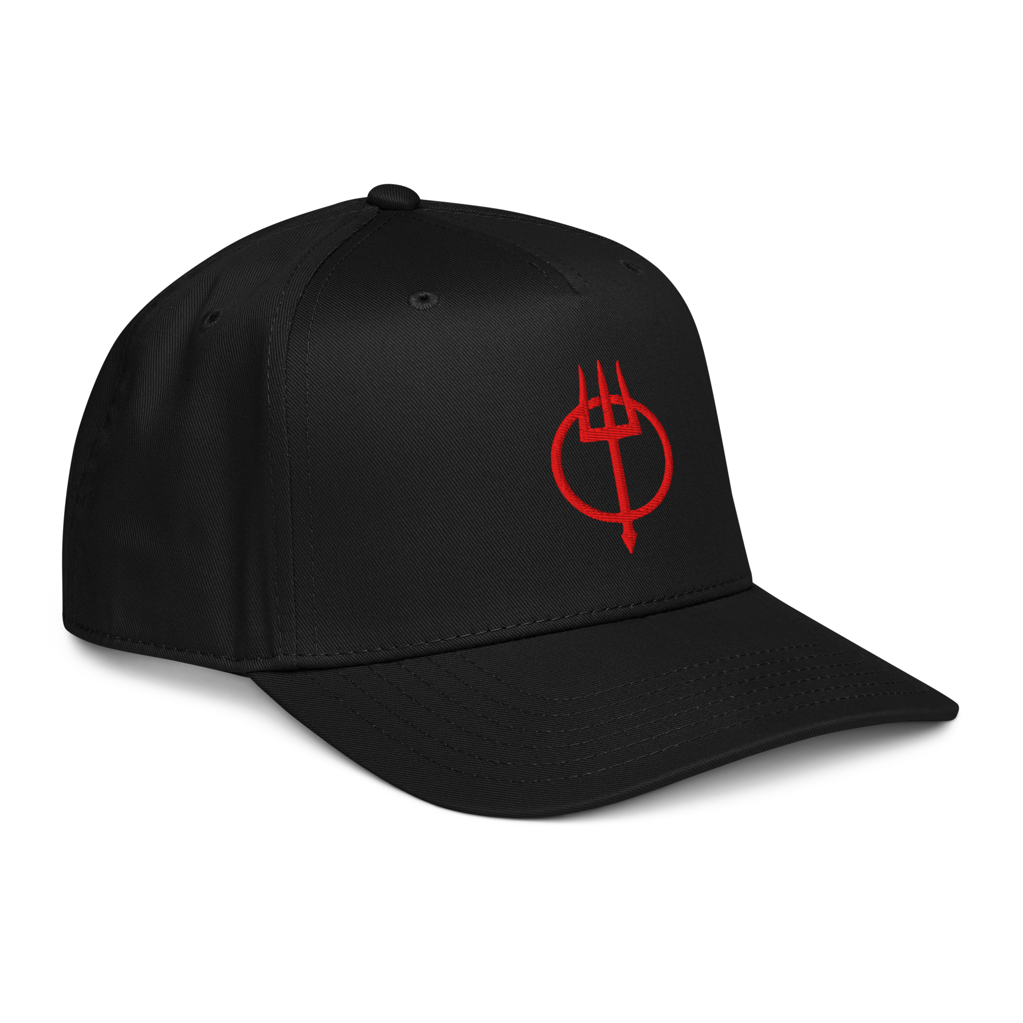 Minimalist Red Trident Snapback Cap for Cyberpunk Occult Streetwear - Gothic Dark Aesthetic Baseball Hat - OFFSIDE CLUB