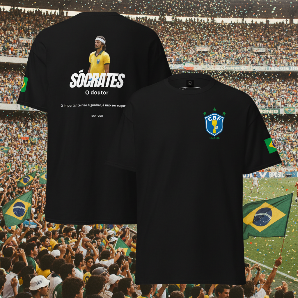 Sócrates Brazil Retro T-Shirt - 1982 Vintage Football Streetwear Tee - OFFSIDE CLUB