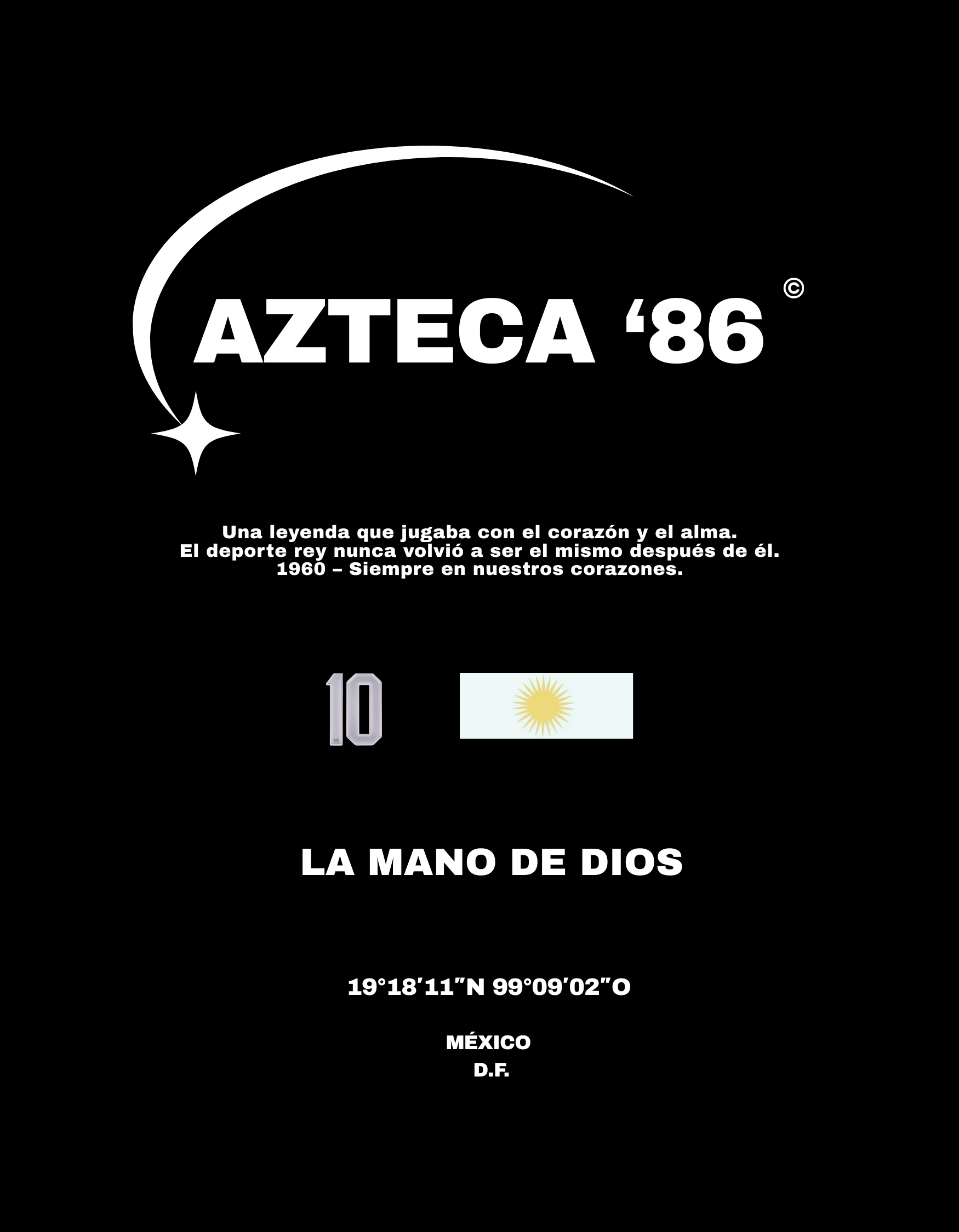 AZTECA ’86 T-Shirt - La Mano de Dios Tribute Tee - OFFSIDE CLUB