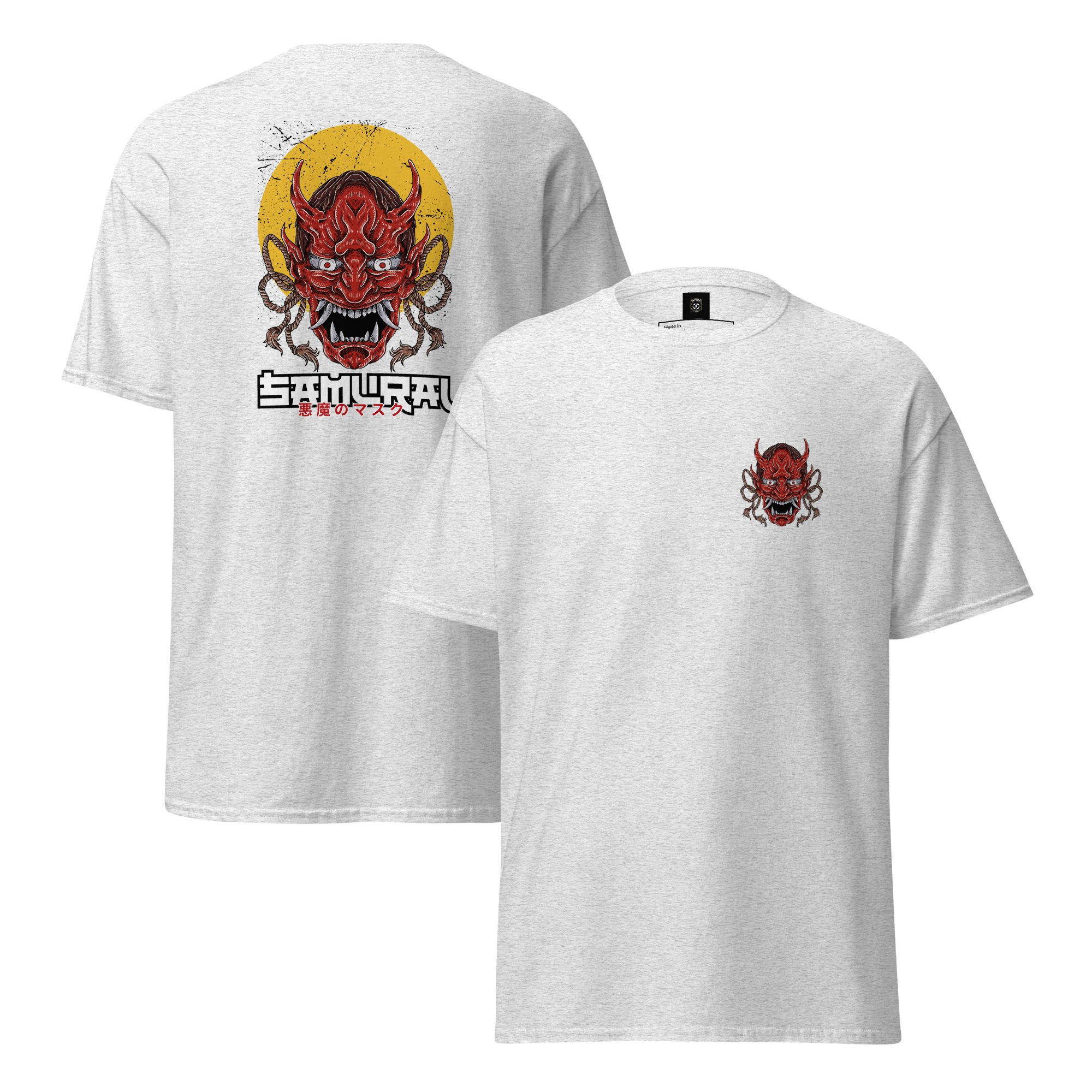 Oni Samurai Mask T-Shirt - Unique Graphic Tee for Bold Style - OFFSIDE CLUB