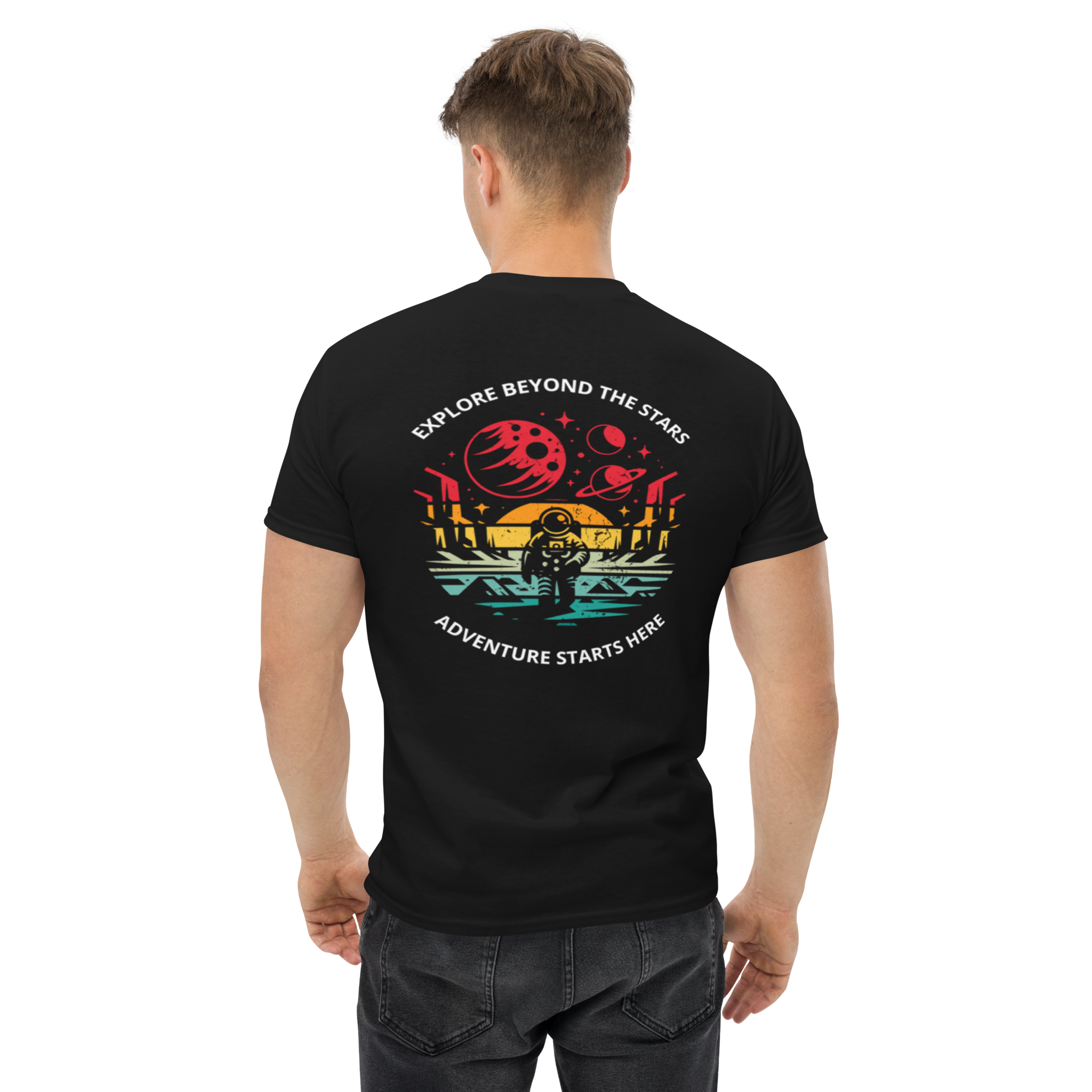 Explore Beyond the Stars Astronaut Graphic Tee for Space Lovers - OFFSIDE CLUB