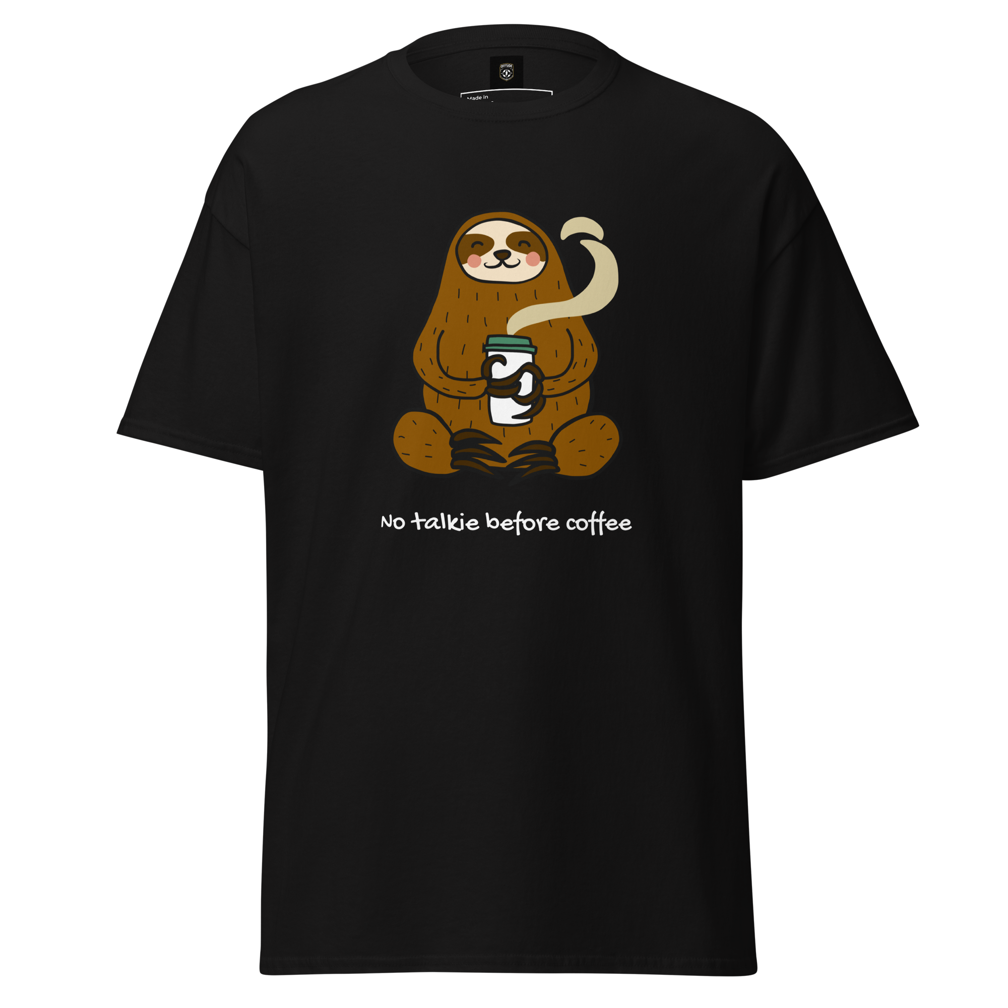 No Talkie Before Coffee Tee - Sloth Graphic T-Shirt for Coffee Lovers - OFFSIDE CLUB