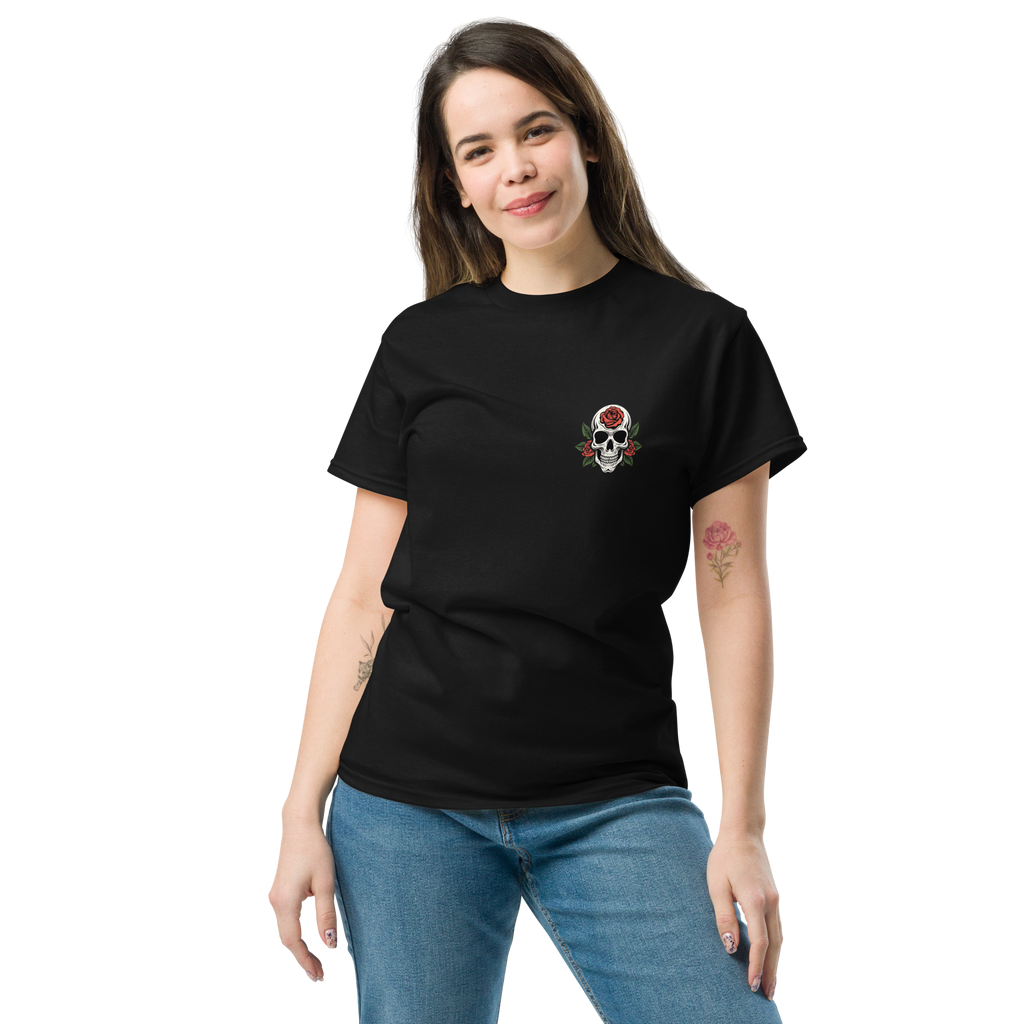 No Regrets Skull Rose Tee - Streetwear Graphic Tee for Bold Style - OFFSIDE CLUB