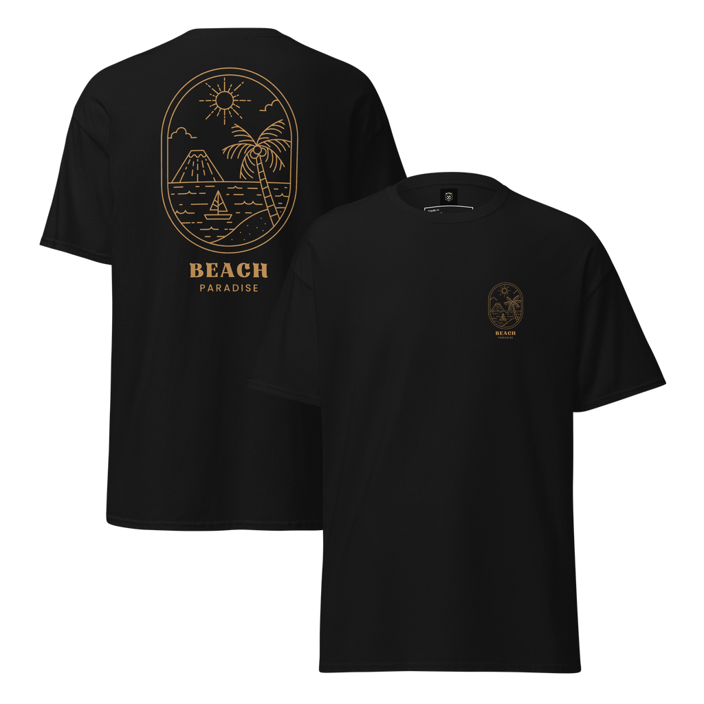 Beach Paradise Graphic Tee - Gold Outline Design for Ultimate Comfort - OFFSIDE CLUB
