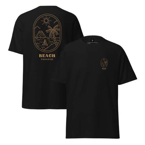 Beach Paradise Graphic Tee - Gold Outline Design for Ultimate Comfort - OFFSIDE CLUB