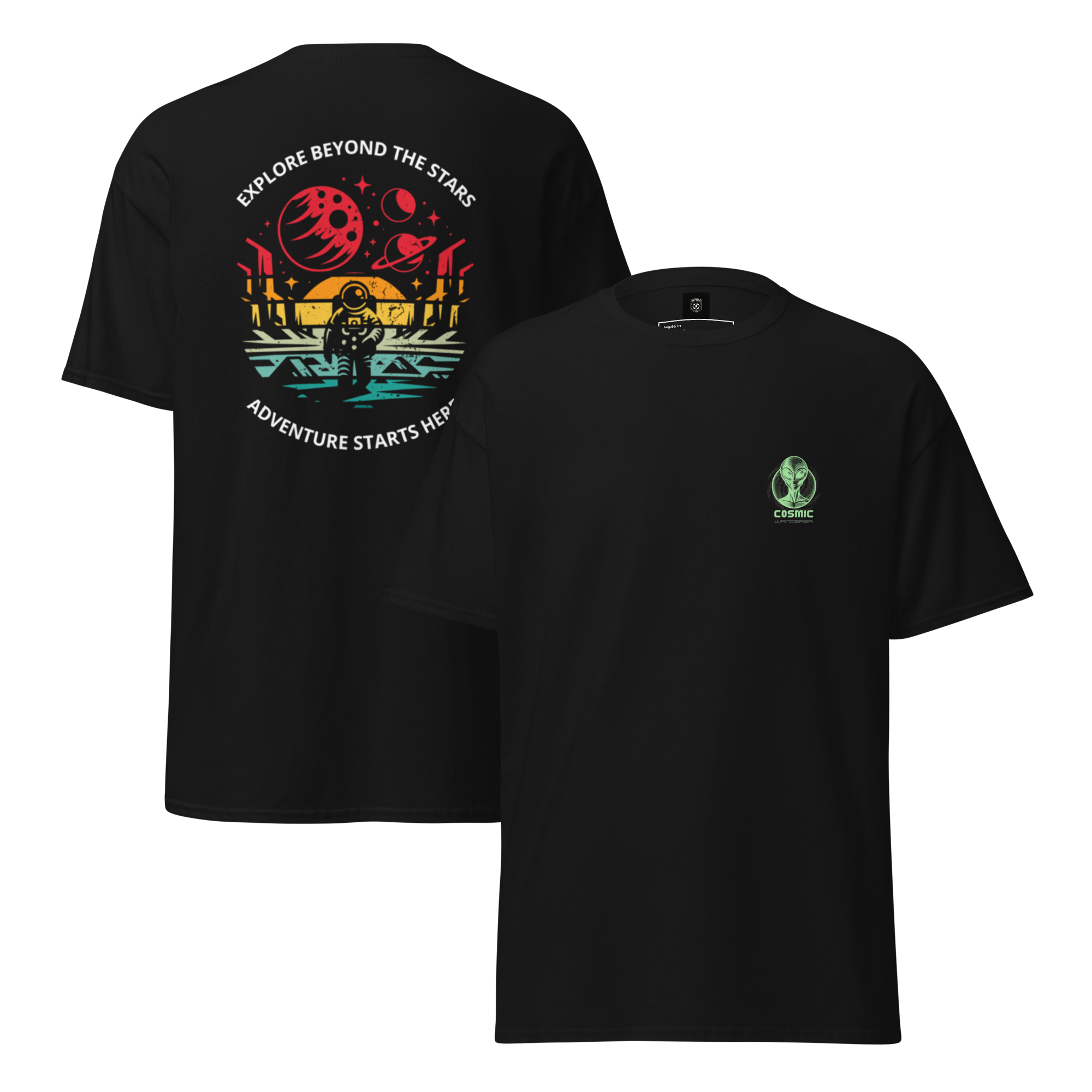 Explore Beyond the Stars Astronaut Graphic Tee for Space Lovers - OFFSIDE CLUB
