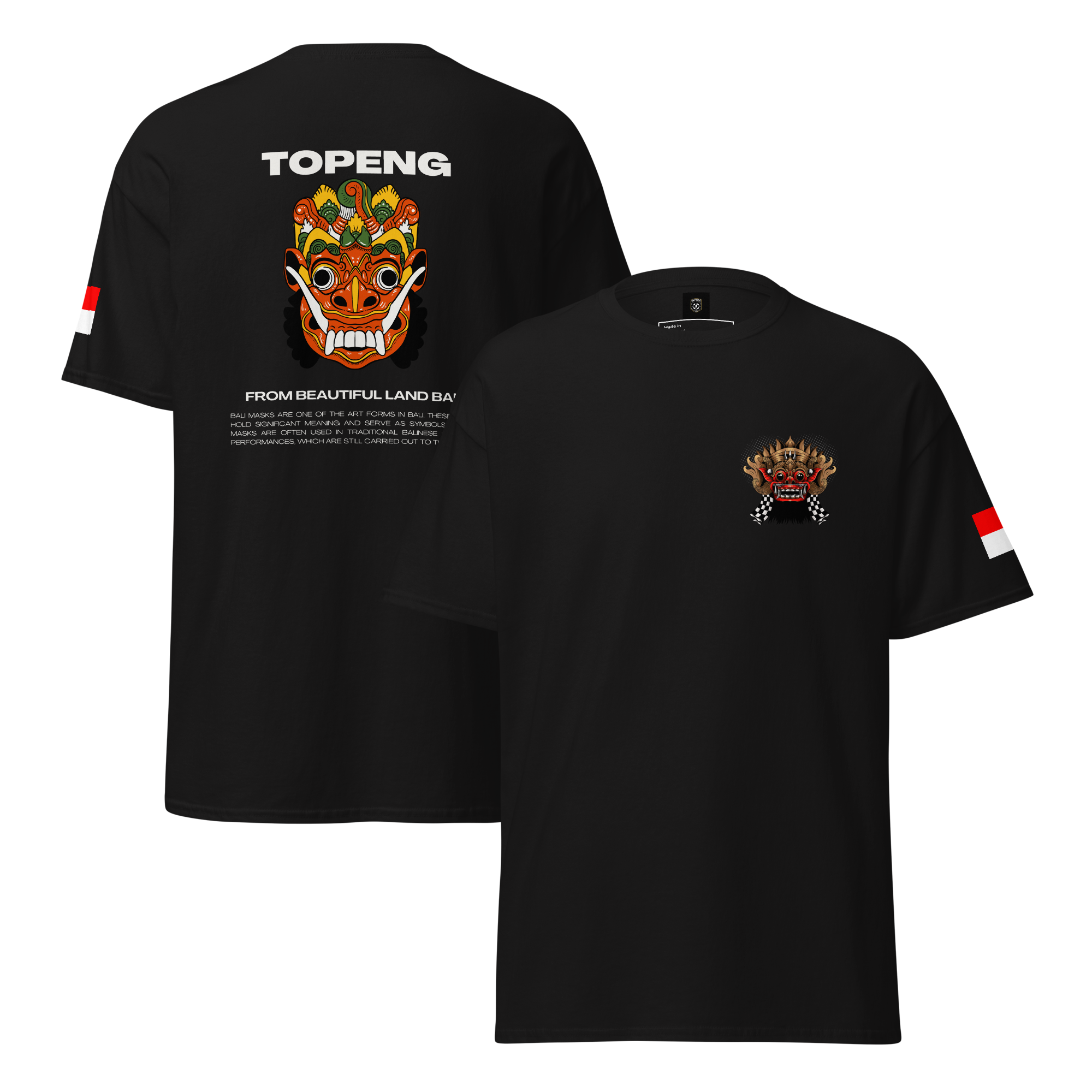 Balinese Topeng Art Tee - Premium Graphic Tee for Unique Style - OFFSIDE CLUB