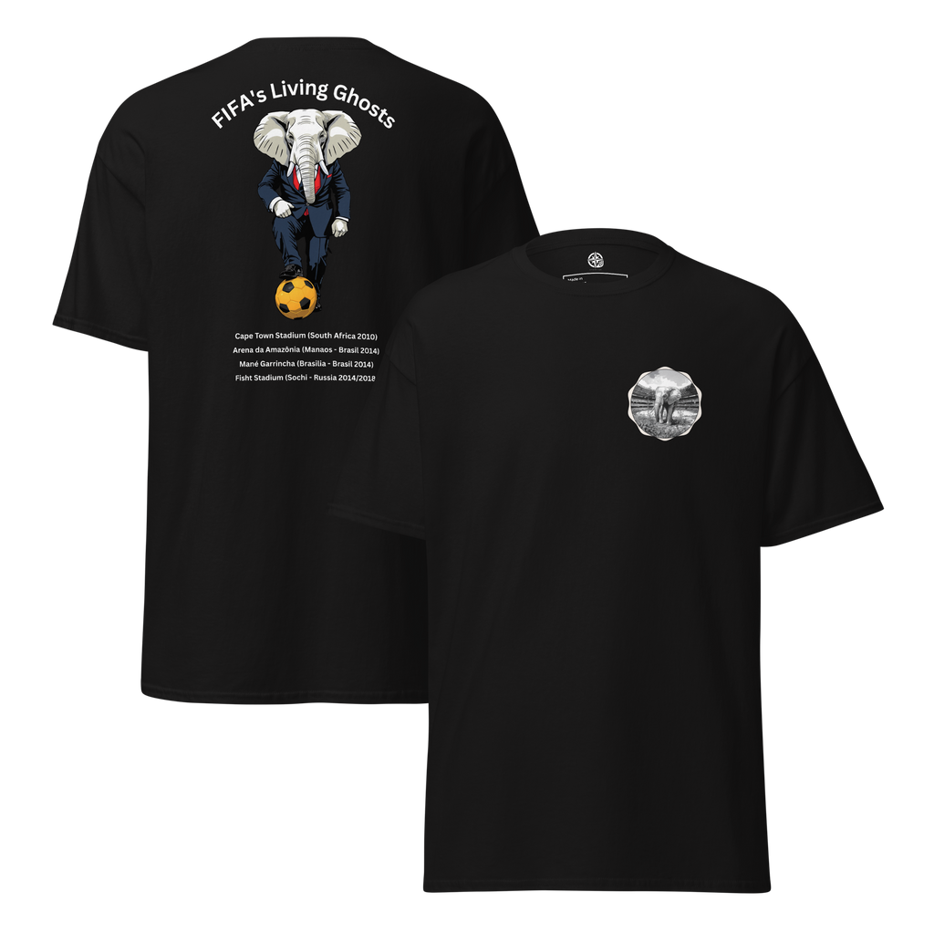 Living Ghosts Graphic Tee - Uncover the Hidden Costs of Major Football Tournaments