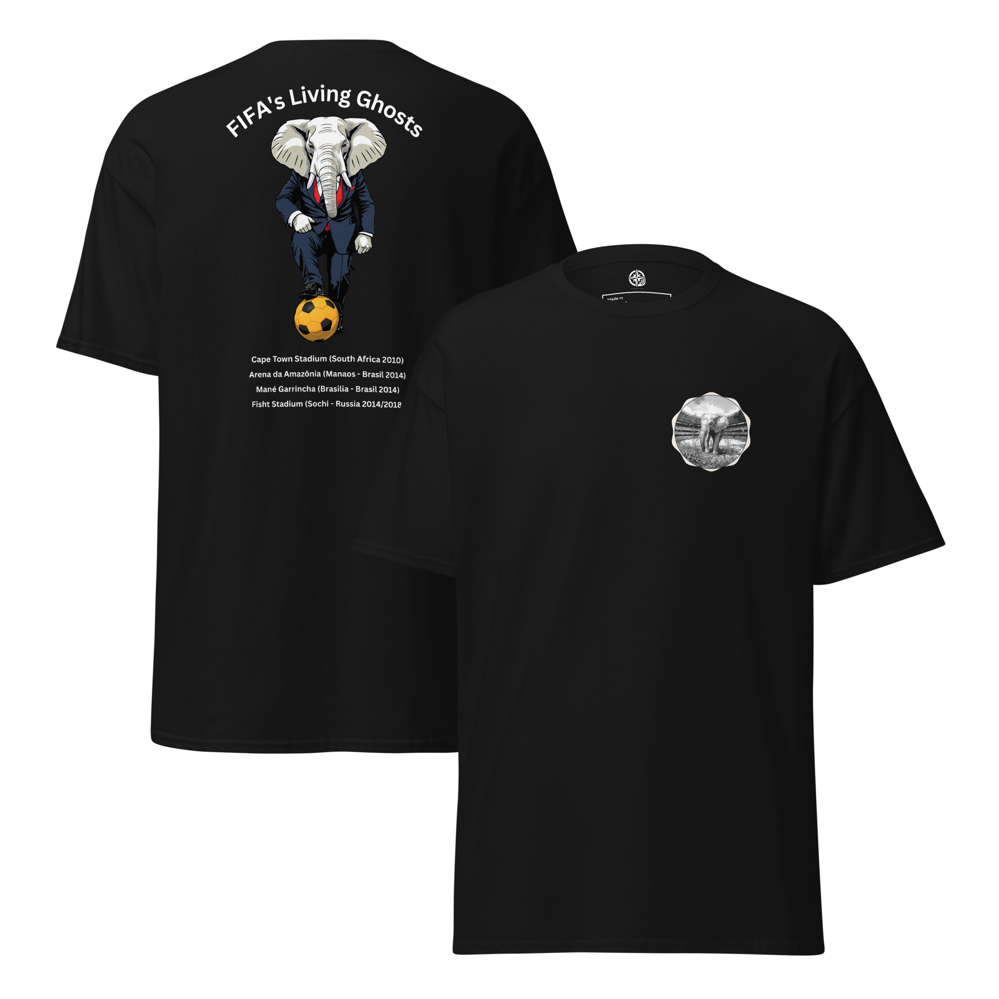 Living Ghosts Graphic Tee - Uncover the Hidden Costs of Major Football Tournaments
