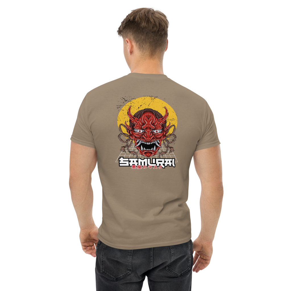 Oni Samurai Mask T-Shirt - Unique Graphic Tee for Bold Style - OFFSIDE CLUB