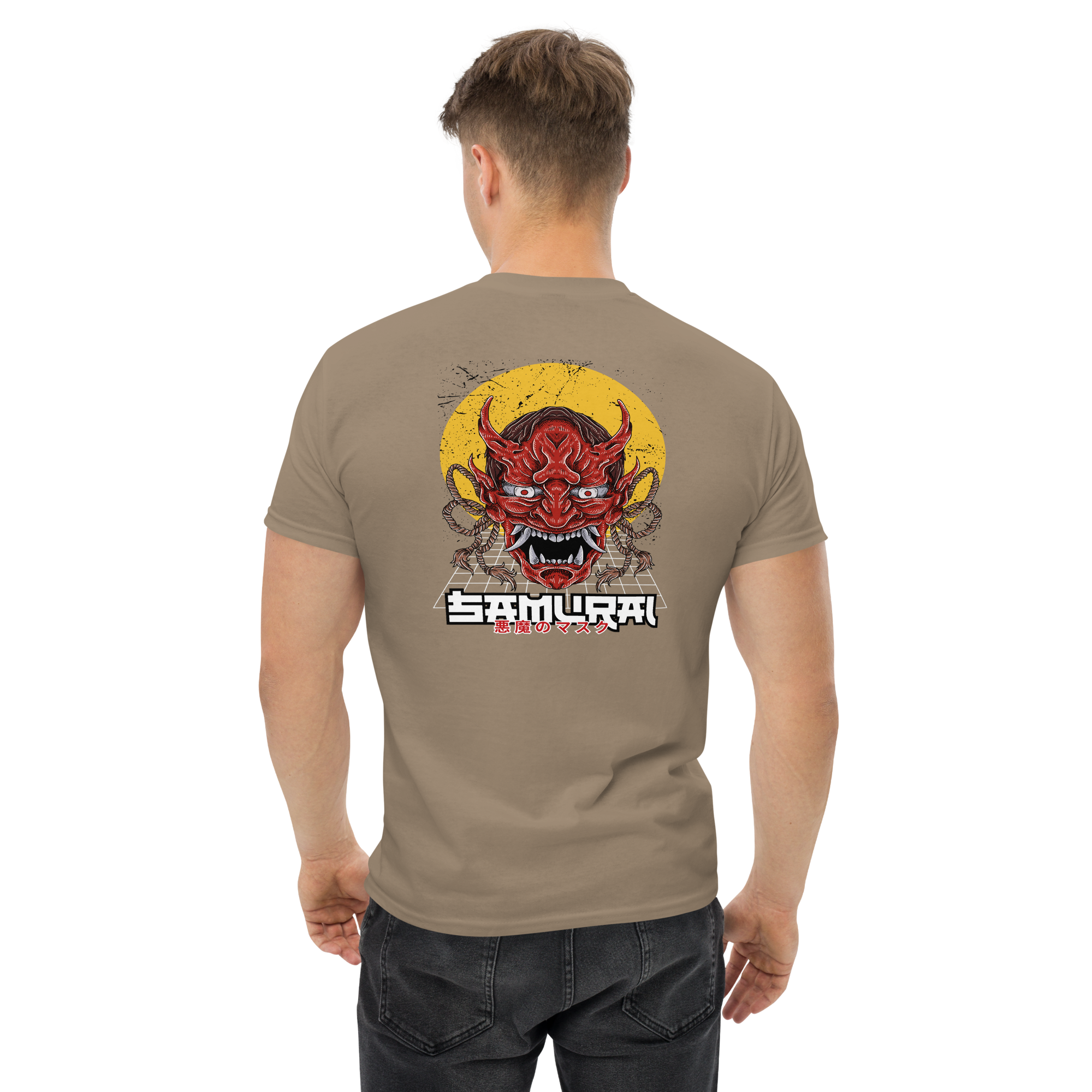 Oni Samurai Mask T-Shirt - Unique Graphic Tee for Bold Style - OFFSIDE CLUB