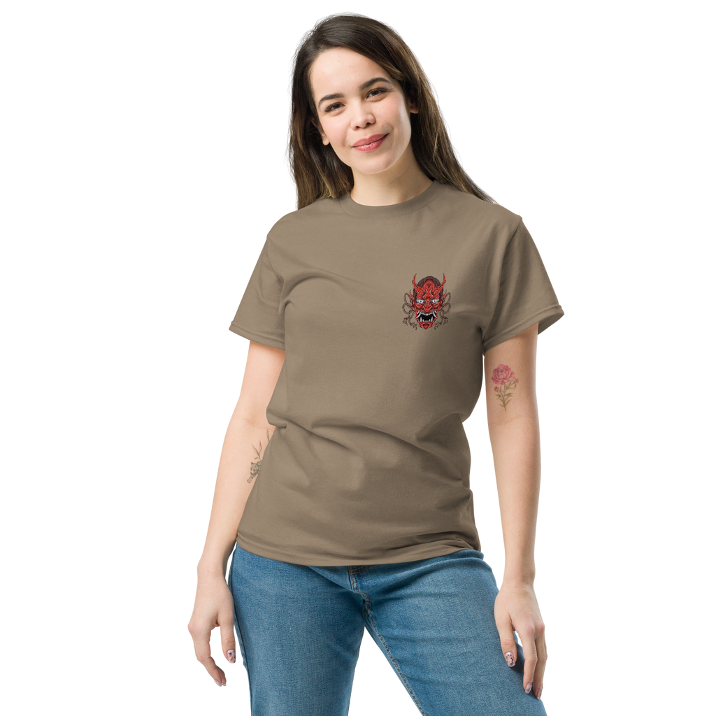 Oni Samurai Mask T-Shirt - Unique Graphic Tee for Bold Style - OFFSIDE CLUB