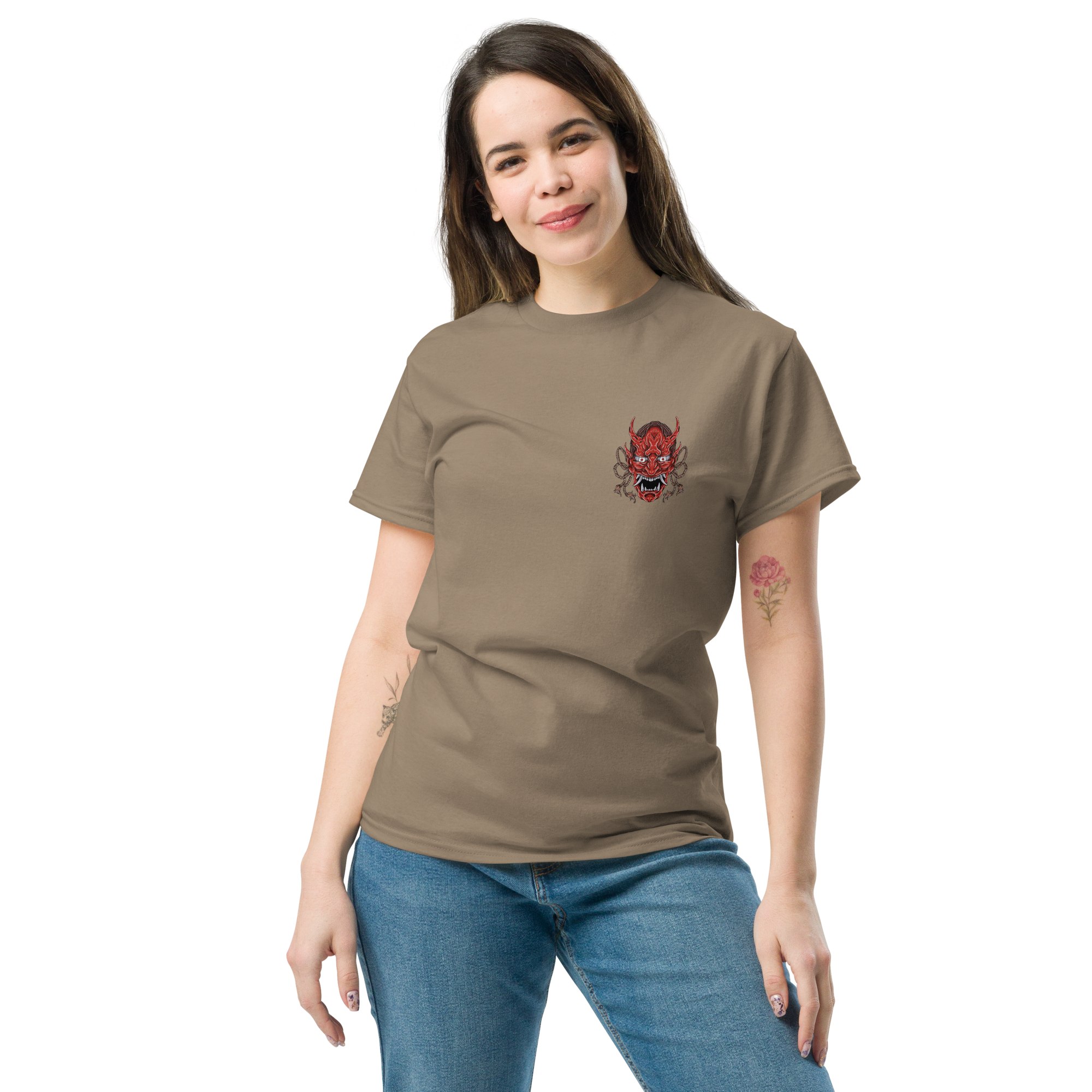 Oni Samurai Mask T-Shirt - Unique Graphic Tee for Bold Style - OFFSIDE CLUB