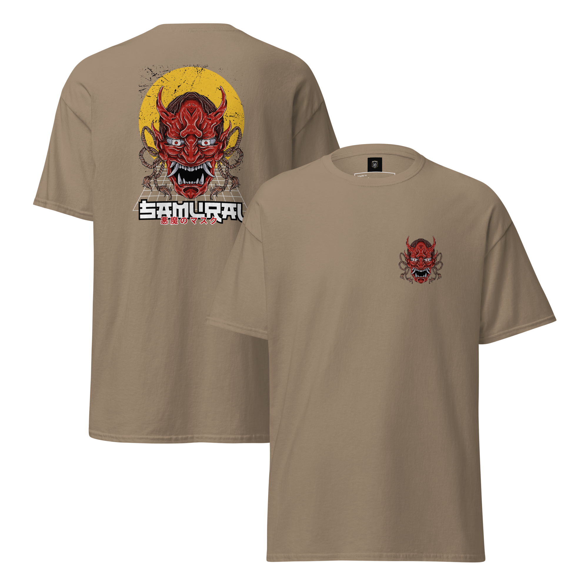 Oni Samurai Mask T-Shirt - Unique Graphic Tee for Bold Style - OFFSIDE CLUB