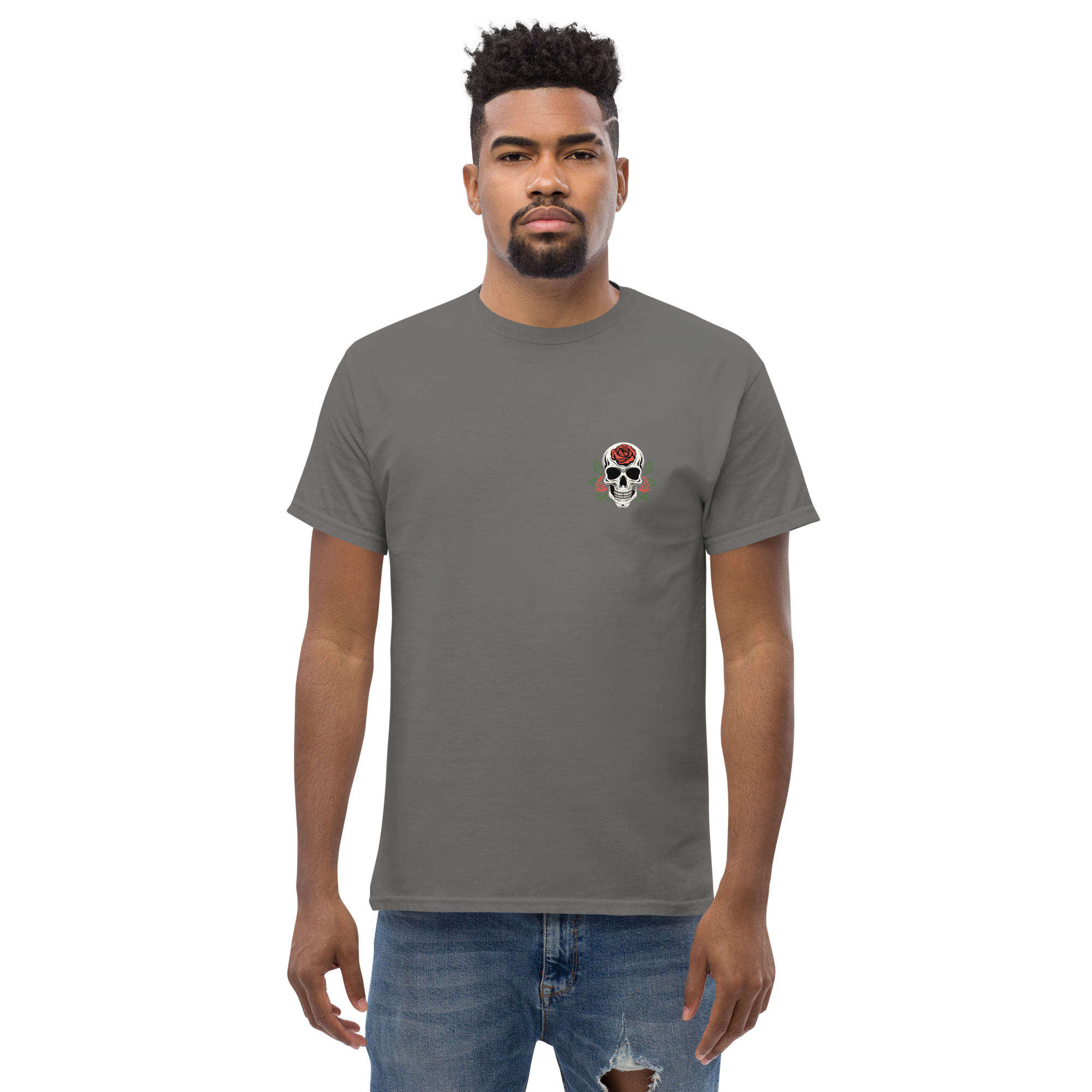 No Regrets Skull Rose Tee - Streetwear Graphic Tee for Bold Style - OFFSIDE CLUB