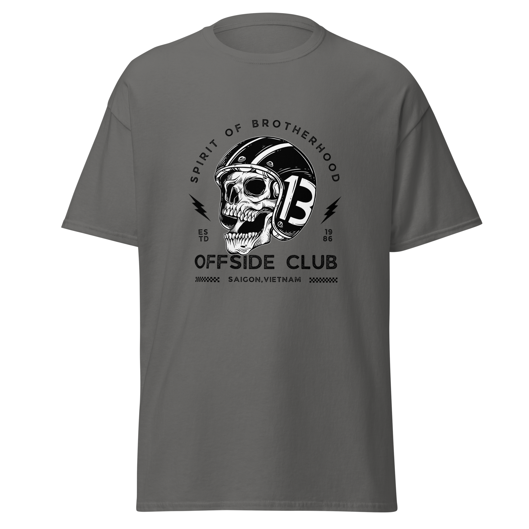 Biker Skull Graphic Tee Offside Club for Real Motorcycle Enthusiasts - OFFSIDE CLUB