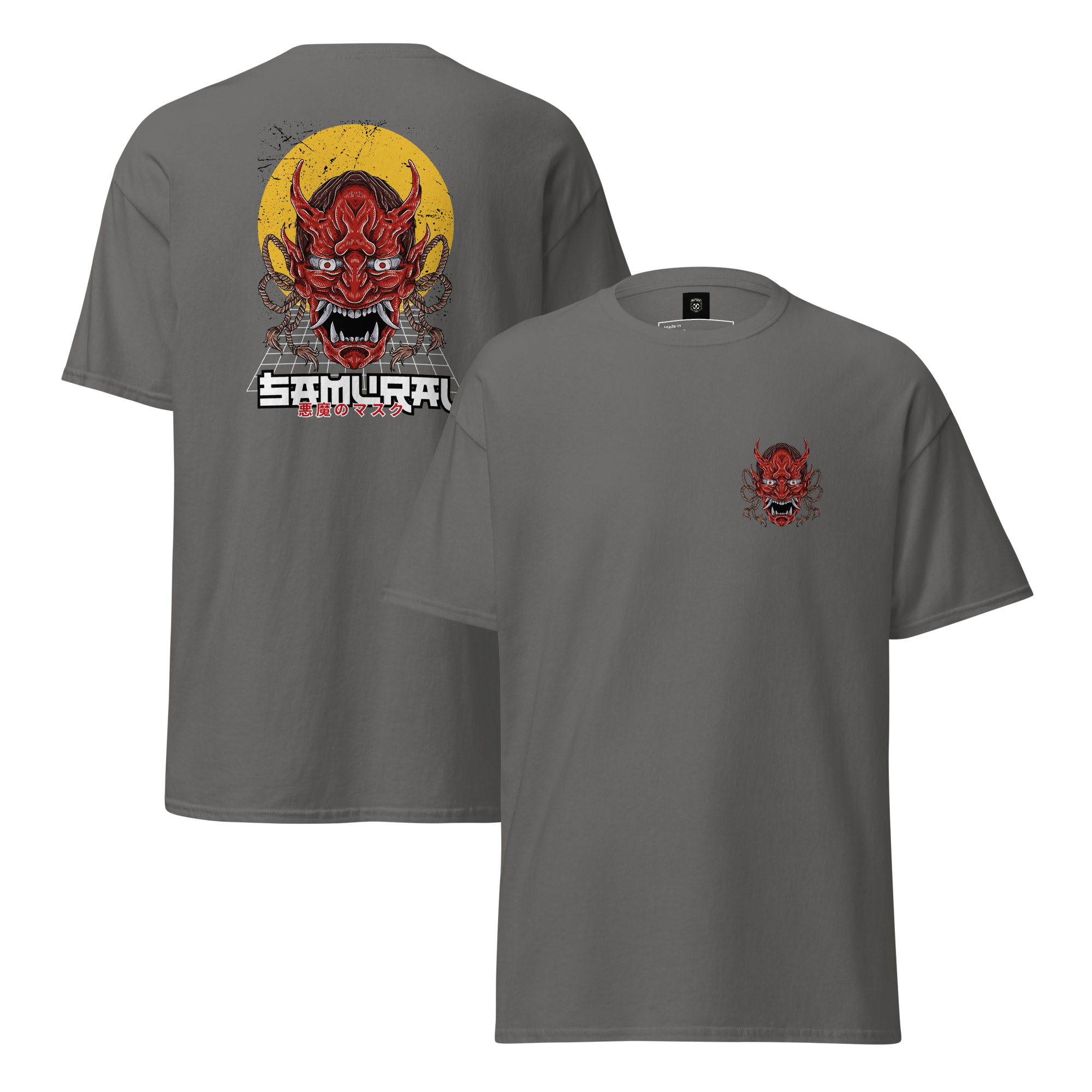 Oni Samurai Mask T-Shirt - Unique Graphic Tee for Bold Style - OFFSIDE CLUB