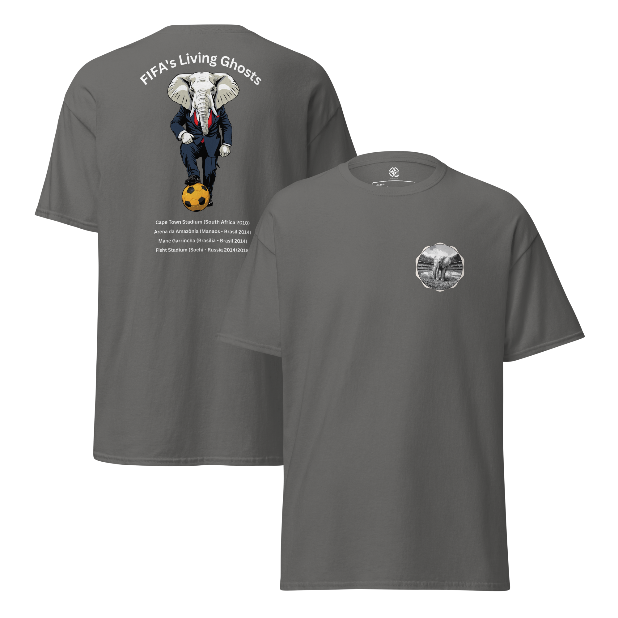 Living Ghosts Graphic Tee - Uncover the Hidden Costs of Major Football Tournaments