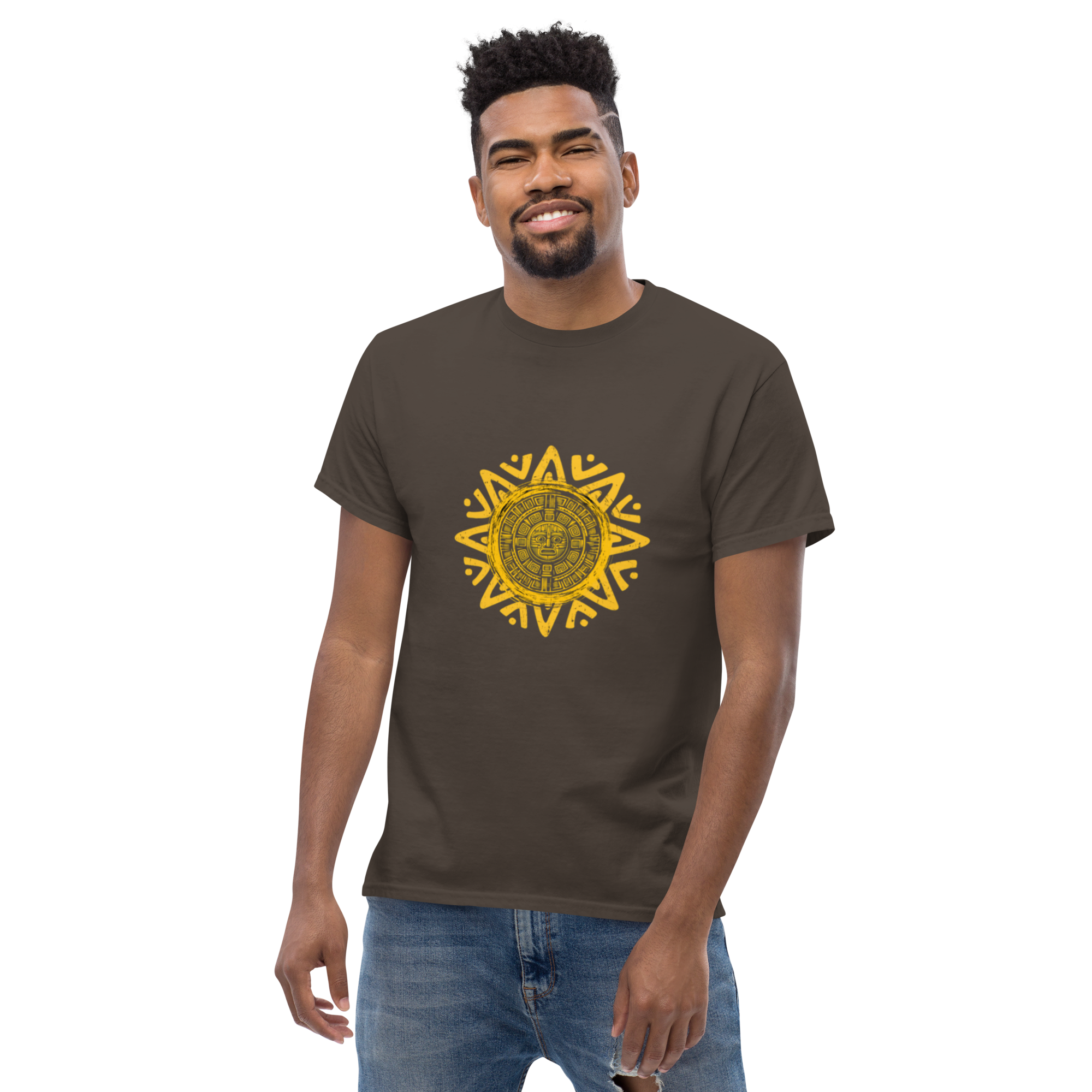 Unisex Aztec Sun Stone T-Shirt for Cultural Style - OFFSIDE CLUB