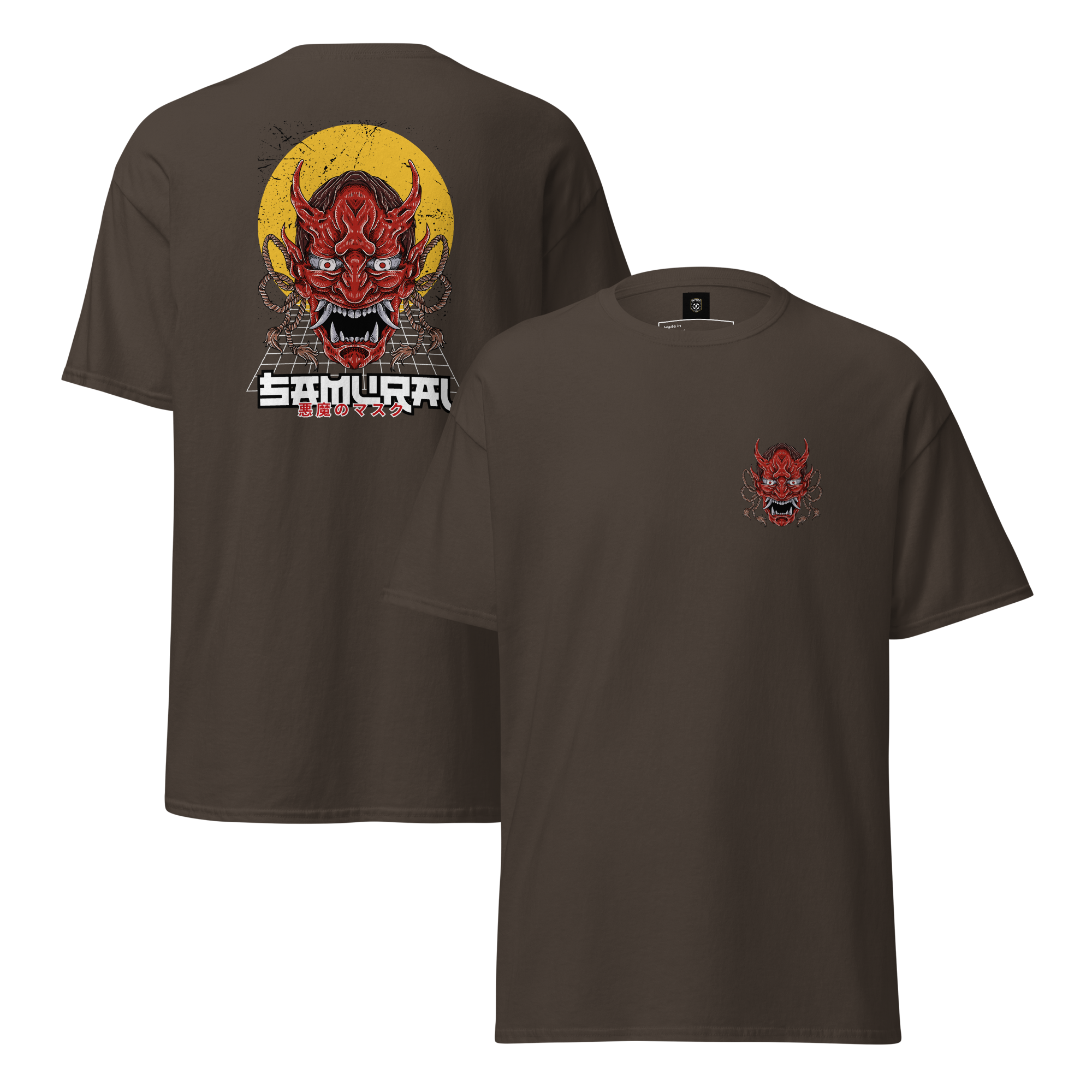 Oni Samurai Mask T-Shirt - Unique Graphic Tee for Bold Style - OFFSIDE CLUB
