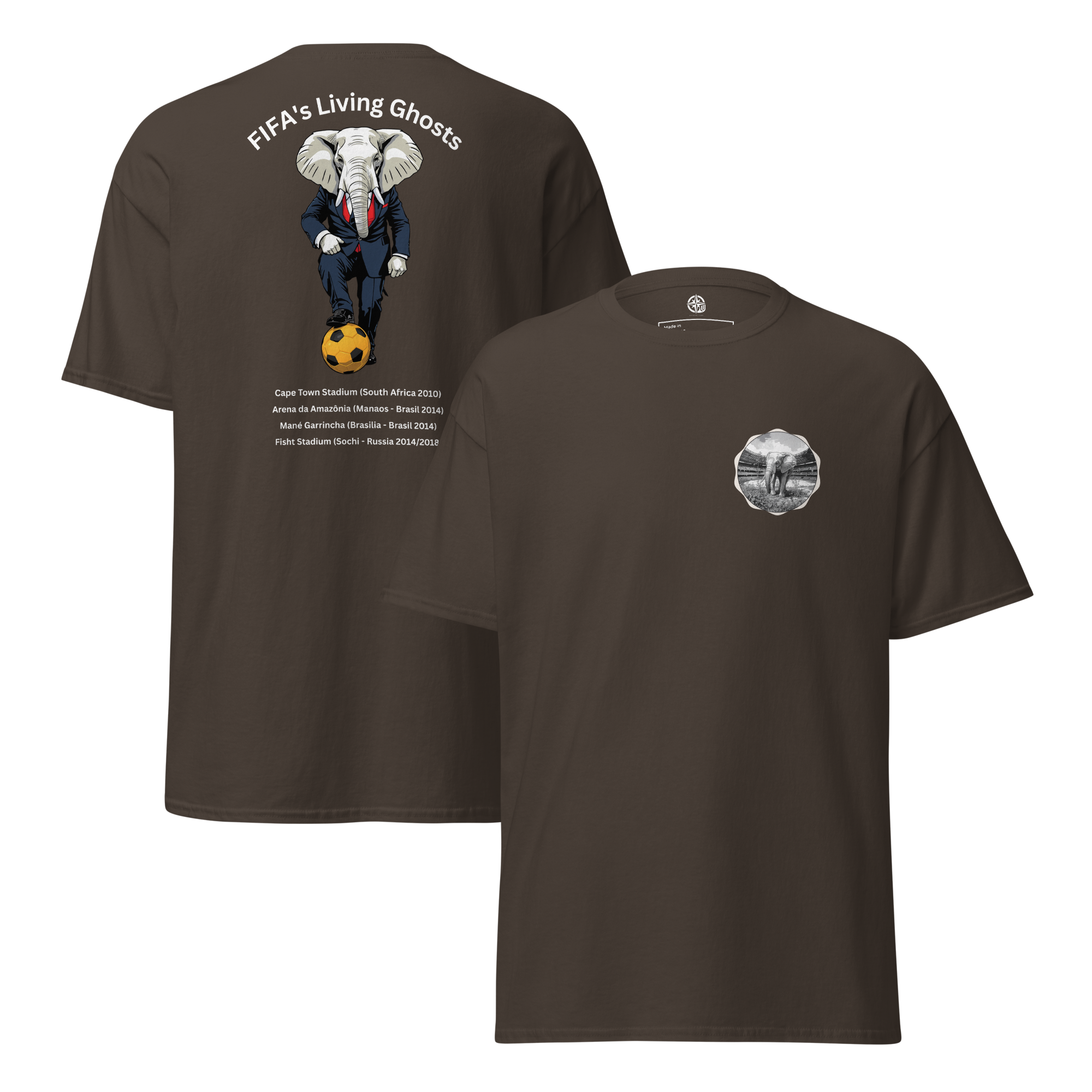 Living Ghosts Graphic Tee - Uncover the Hidden Costs of Major Football Tournaments