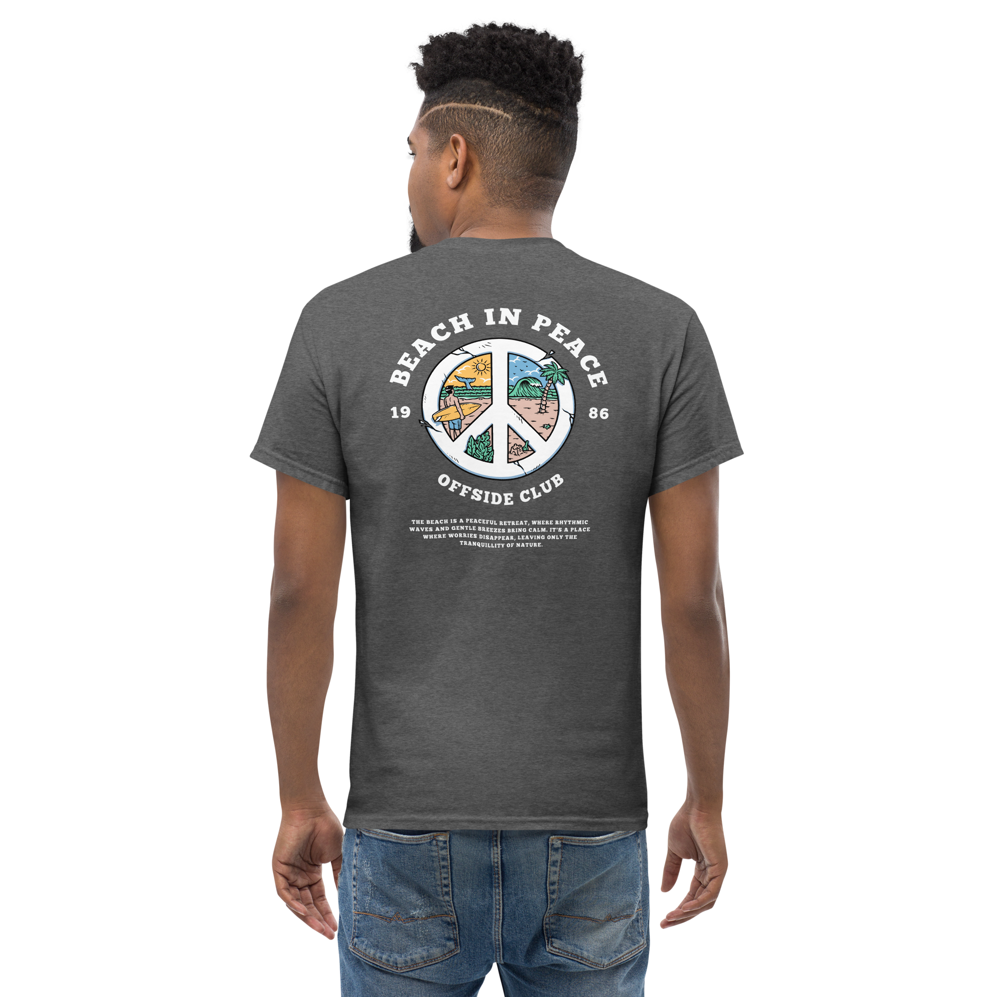 Beach in Peace Tee - Retro Graphic Comfort and Style - OFFSIDE CLUB