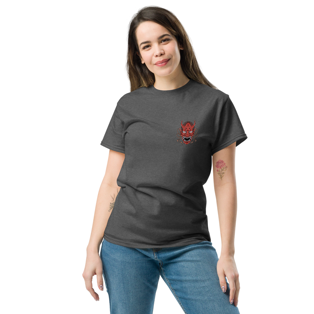 Oni Samurai Mask T-Shirt - Unique Graphic Tee for Bold Style - OFFSIDE CLUB
