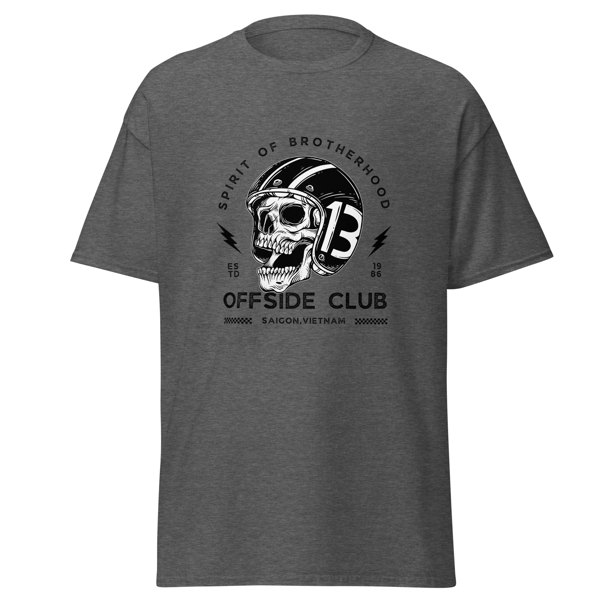 Biker Skull Graphic Tee Offside Club for Real Motorcycle Enthusiasts - OFFSIDE CLUB