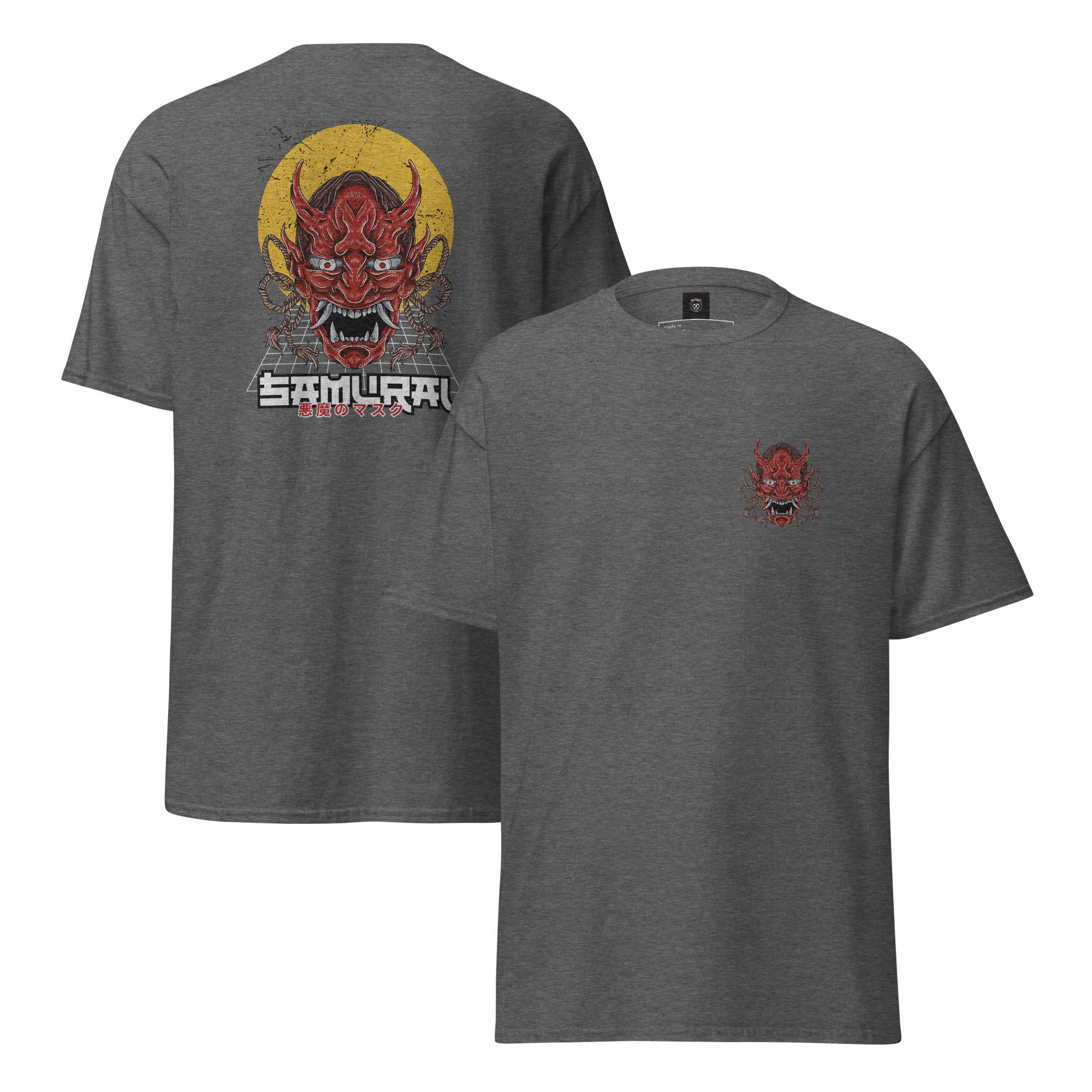 Oni Samurai Mask T-Shirt - Unique Graphic Tee for Bold Style - OFFSIDE CLUB