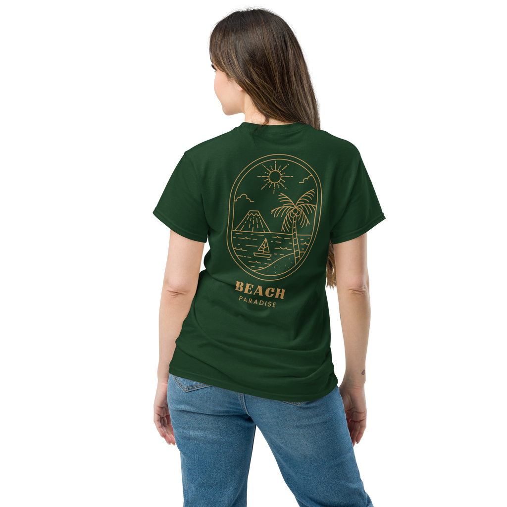 Beach Paradise Graphic Tee - Gold Outline Design for Ultimate Comfort - OFFSIDE CLUB