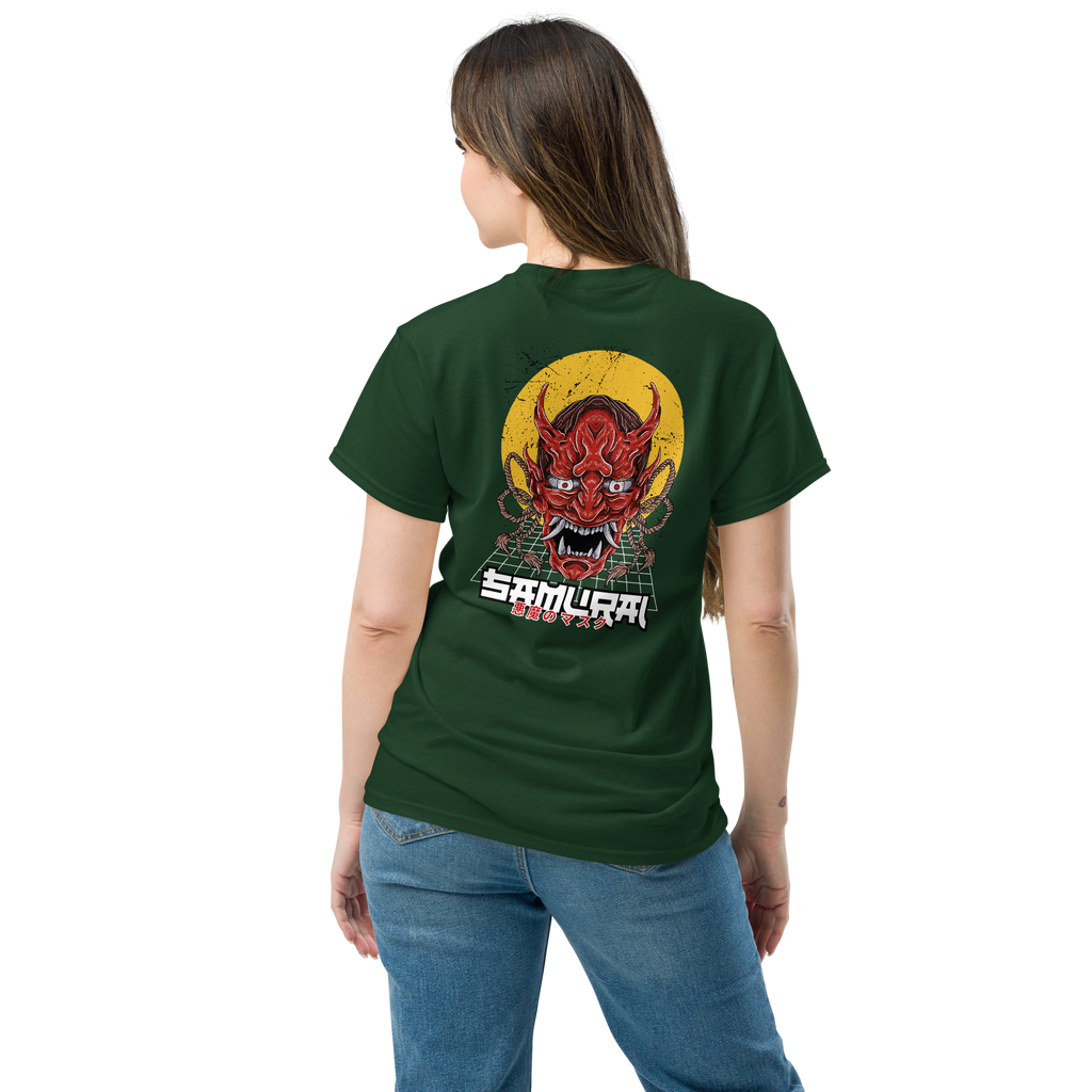 Oni Samurai Mask T-Shirt - Unique Graphic Tee for Bold Style - OFFSIDE CLUB