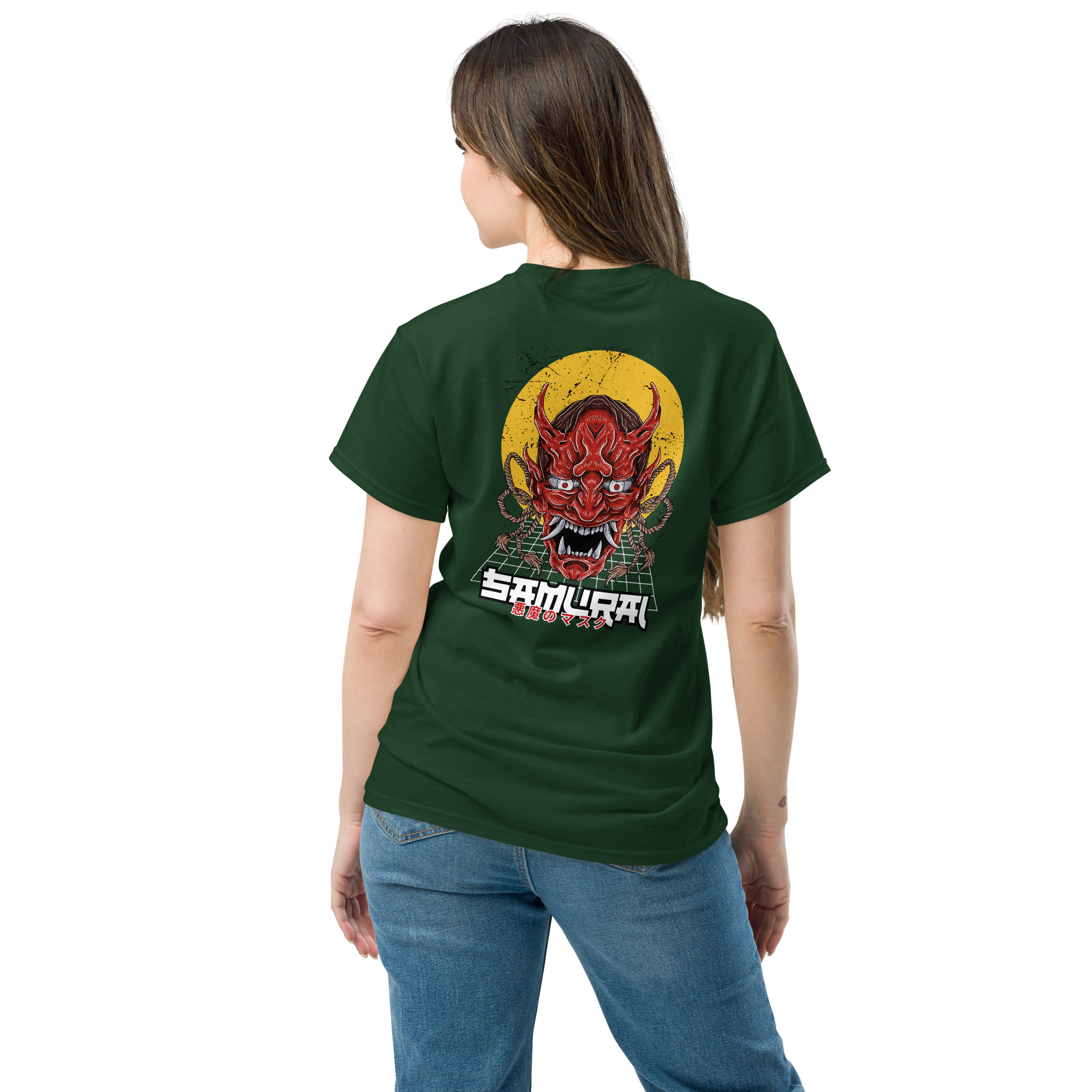 Oni Samurai Mask T-Shirt - Unique Graphic Tee for Bold Style - OFFSIDE CLUB