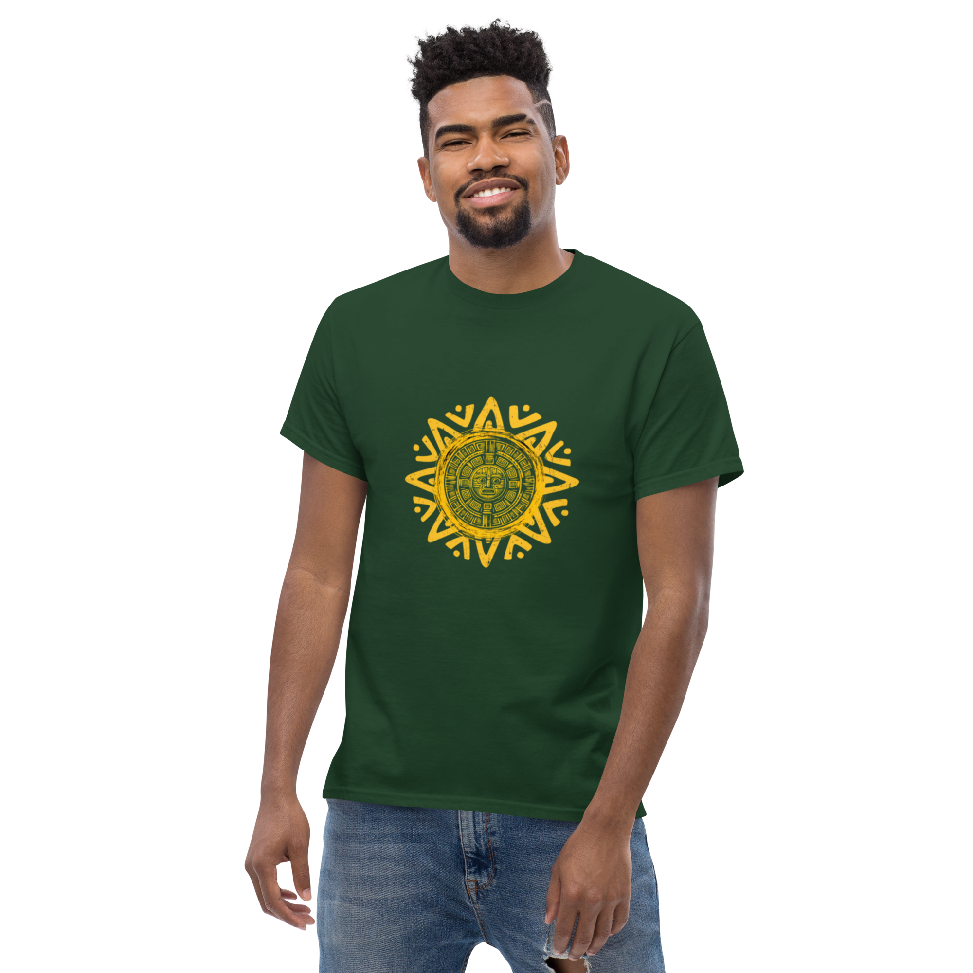 Unisex Aztec Sun Stone T-Shirt for Cultural Style - OFFSIDE CLUB