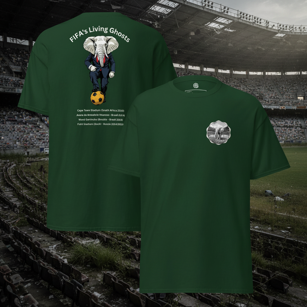 Living Ghosts Graphic Tee - Uncover the Hidden Costs of Major Football Tournaments
