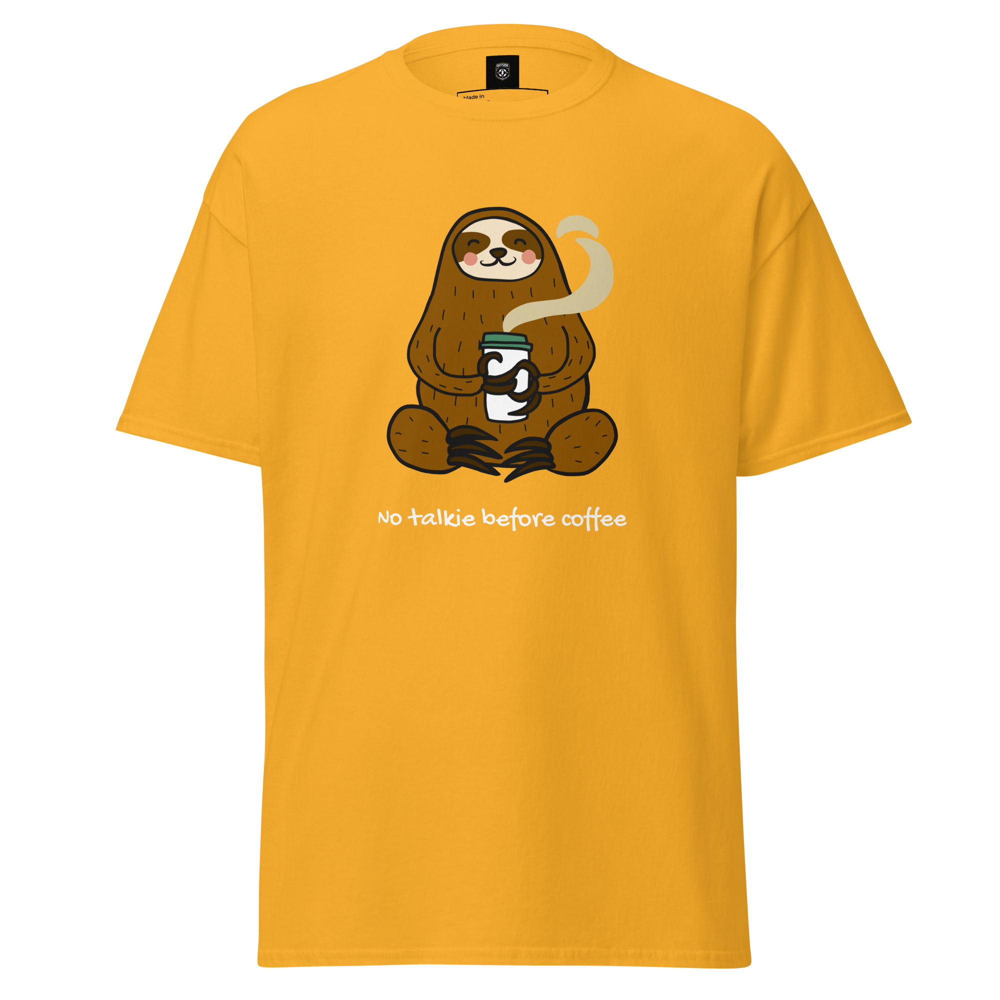 No Talkie Before Coffee Tee - Sloth Graphic T-Shirt for Coffee Lovers - OFFSIDE CLUB
