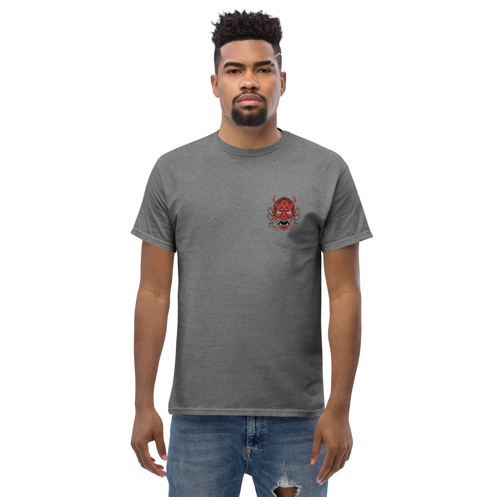Oni Samurai Mask T-Shirt - Unique Graphic Tee for Bold Style - OFFSIDE CLUB