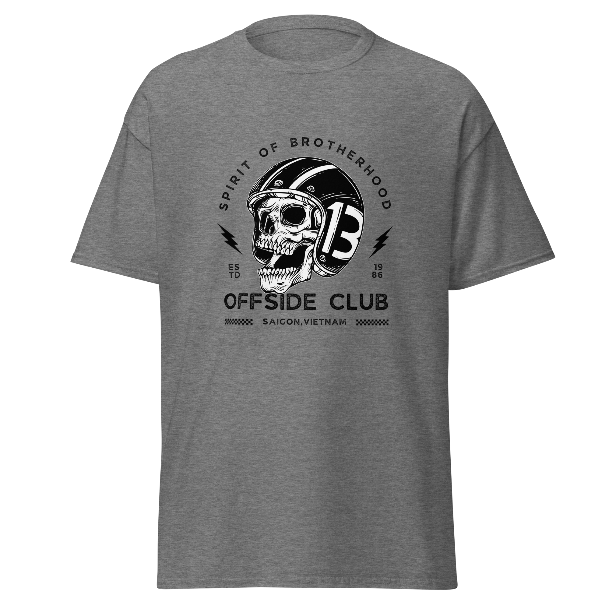 Biker Skull Graphic Tee Offside Club for Real Motorcycle Enthusiasts - OFFSIDE CLUB