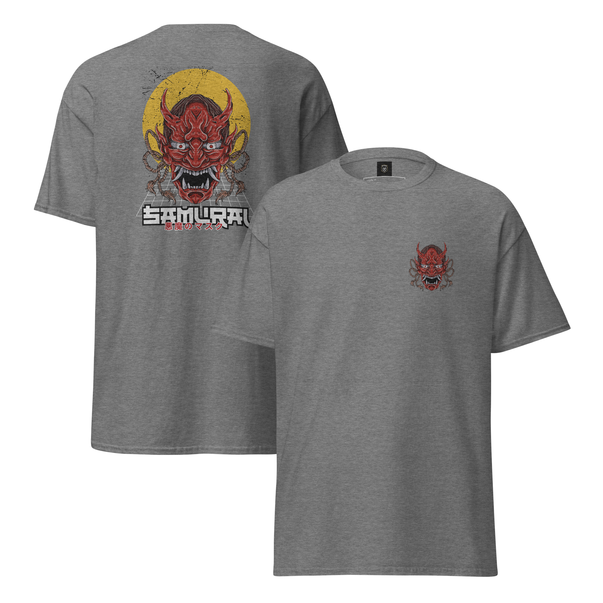 Oni Samurai Mask T-Shirt - Unique Graphic Tee for Bold Style - OFFSIDE CLUB