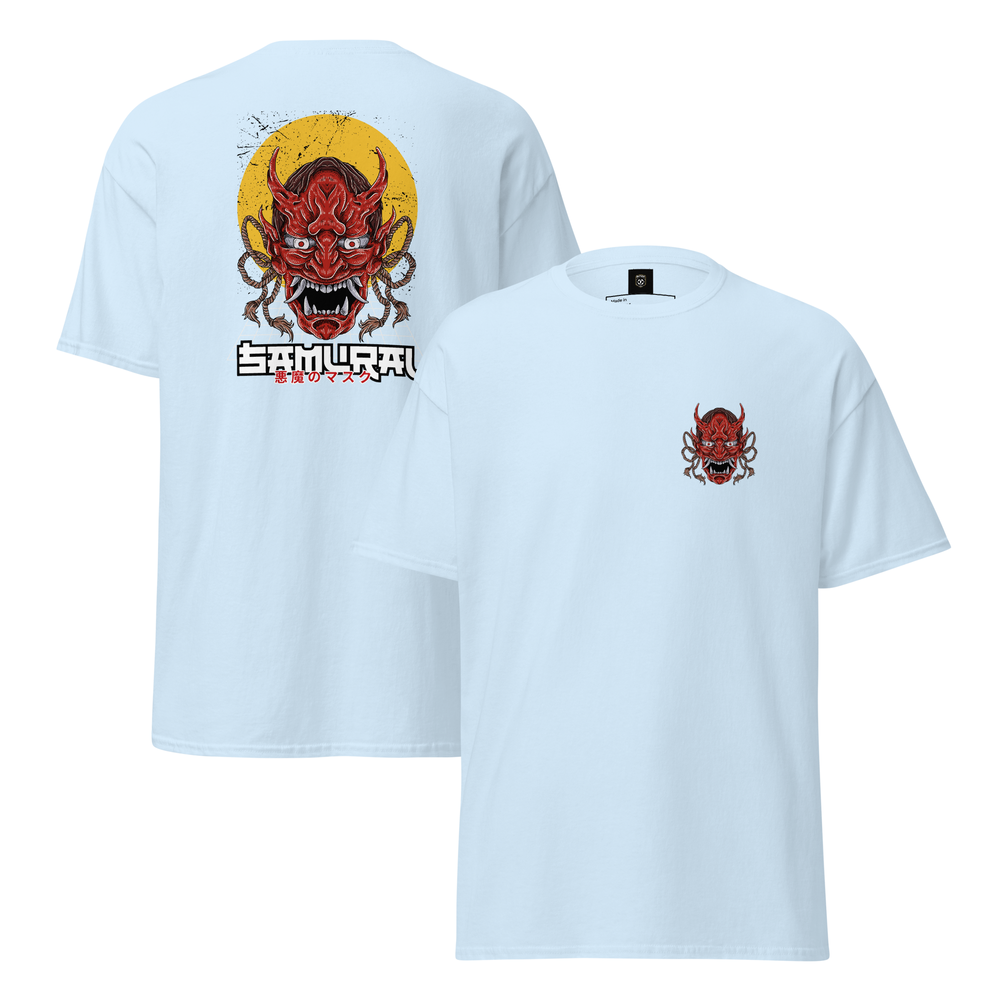 Oni Samurai Mask T-Shirt - Unique Graphic Tee for Bold Style - OFFSIDE CLUB