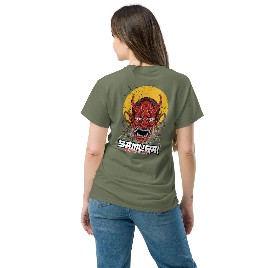 Oni Samurai Mask T-Shirt - Unique Graphic Tee for Bold Style - OFFSIDE CLUB