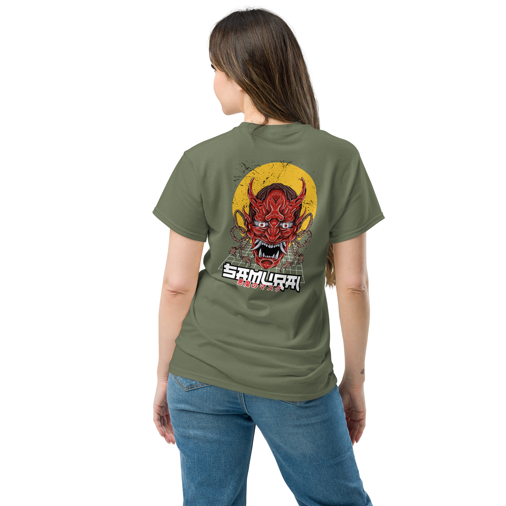 Oni Samurai Mask T-Shirt - Unique Graphic Tee for Bold Style - OFFSIDE CLUB