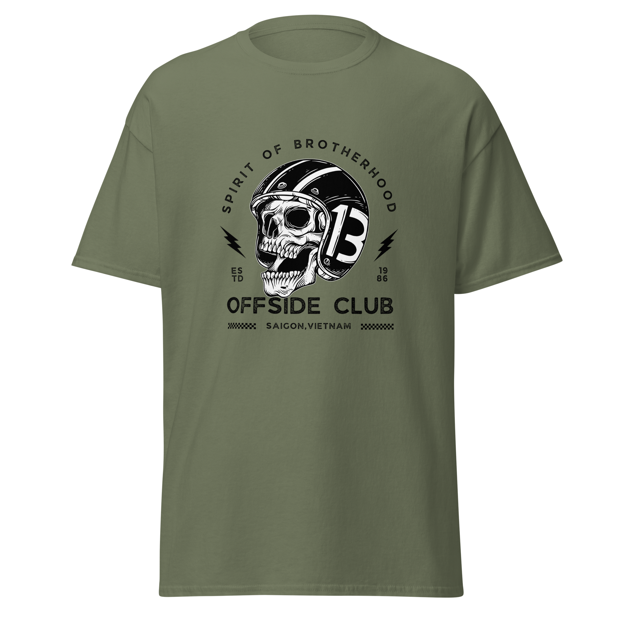 Biker Skull Graphic Tee Offside Club for Real Motorcycle Enthusiasts - OFFSIDE CLUB