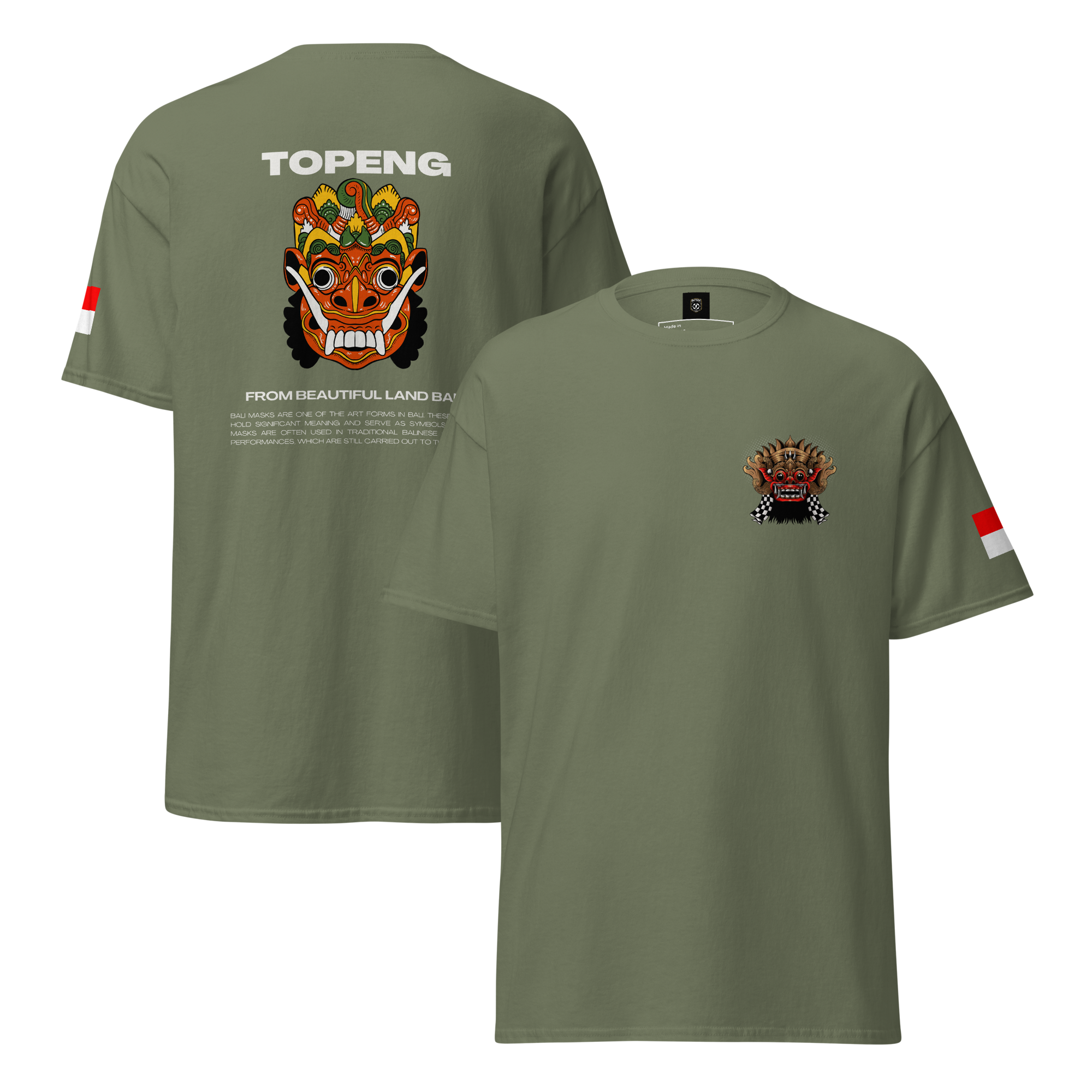 Balinese Topeng Art Tee - Premium Graphic Tee for Unique Style - OFFSIDE CLUB