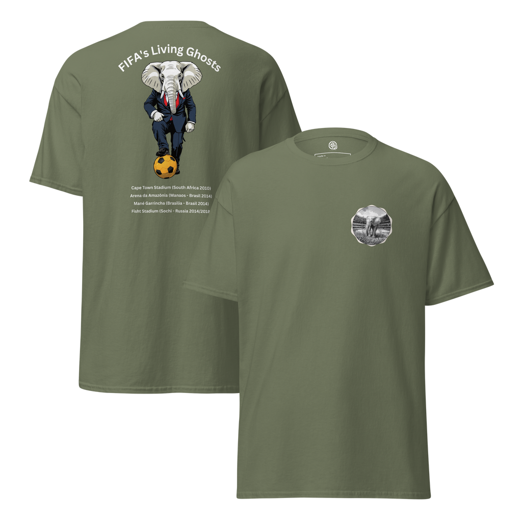 Living Ghosts Graphic Tee - Uncover the Hidden Costs of Major Football Tournaments