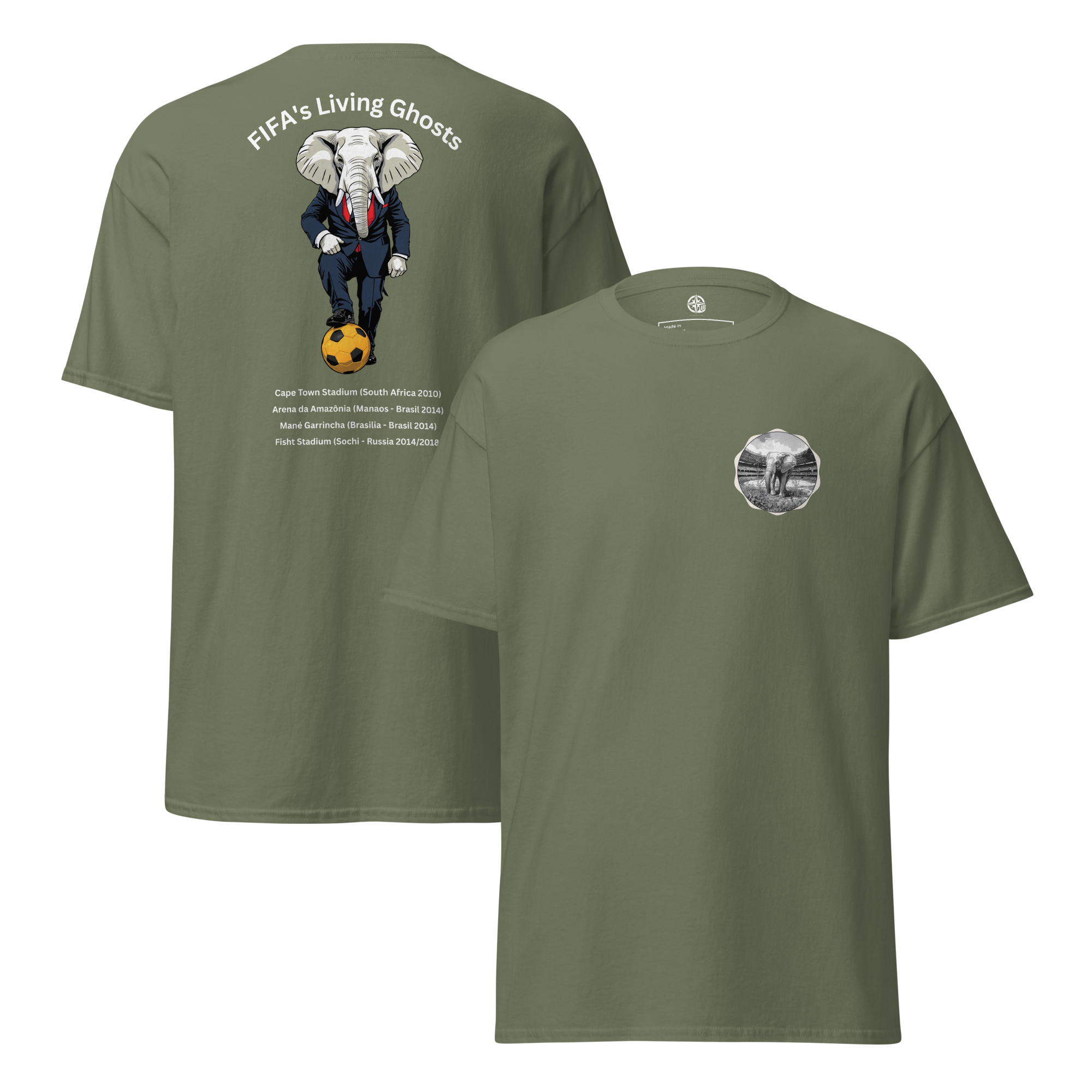 Living Ghosts Graphic Tee - Uncover the Hidden Costs of Major Football Tournaments