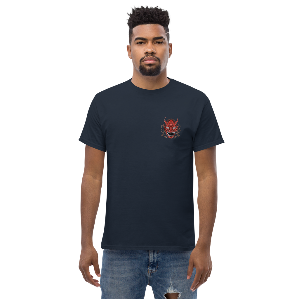 Oni Samurai Mask T-Shirt - Unique Graphic Tee for Bold Style - OFFSIDE CLUB