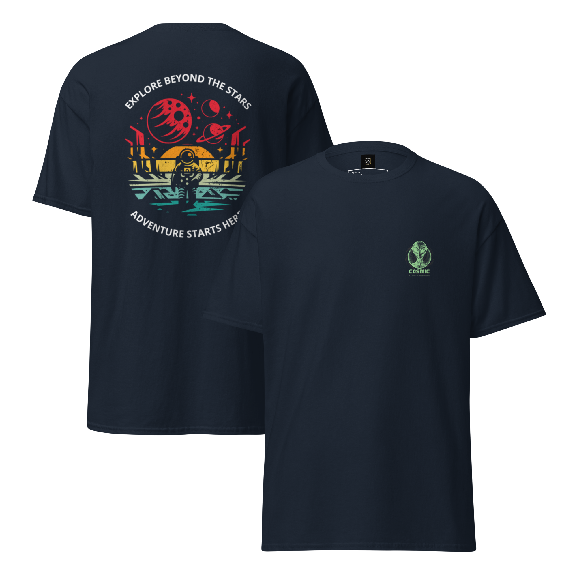 Explore Beyond the Stars Astronaut Graphic Tee for Space Lovers - OFFSIDE CLUB