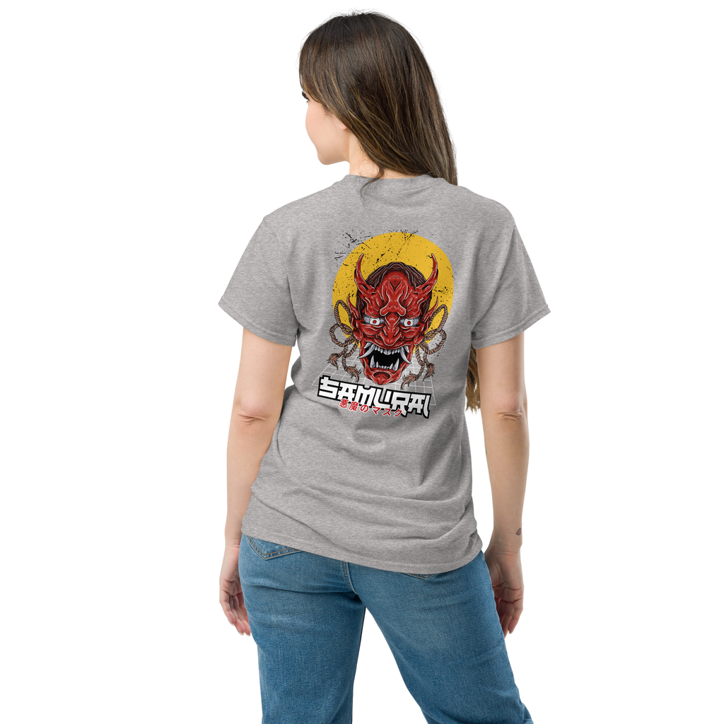 Oni Samurai Mask T-Shirt - Unique Graphic Tee for Bold Style - OFFSIDE CLUB